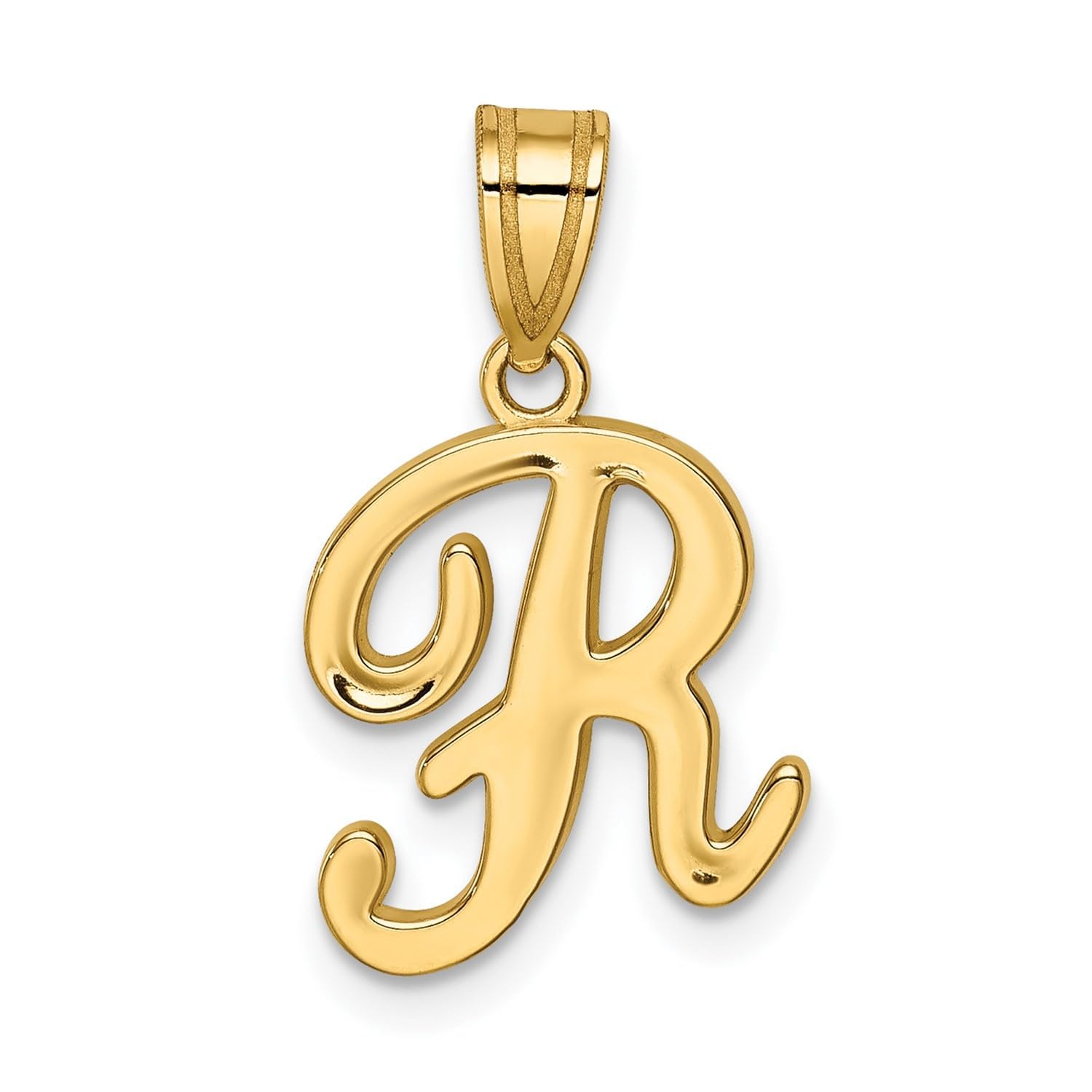 14K Yellow Gold Script Font Initial Monogram Pendant, 13mm