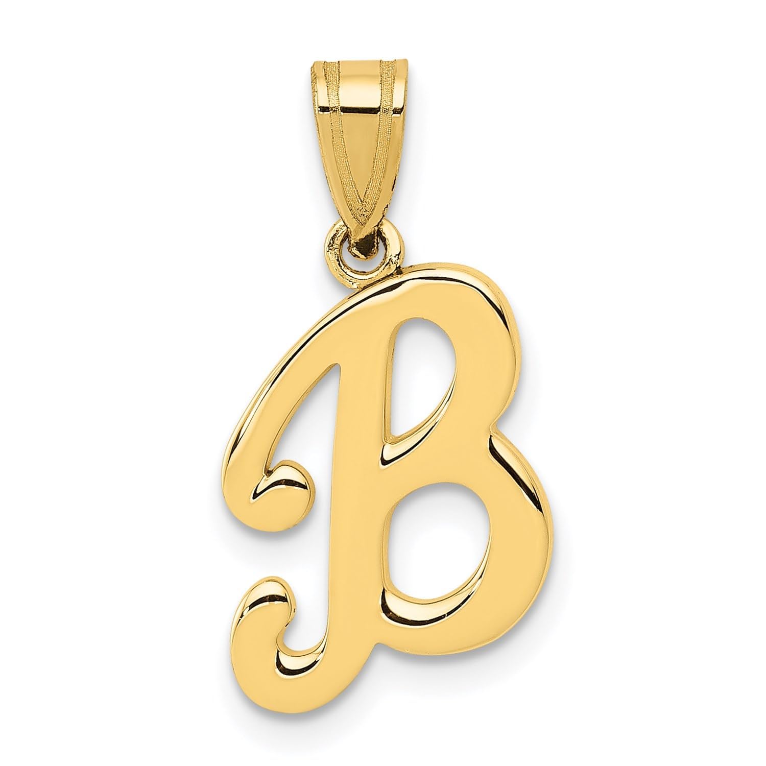 14K Yellow Gold Script Font Initial Monogram Pendant, 13mm