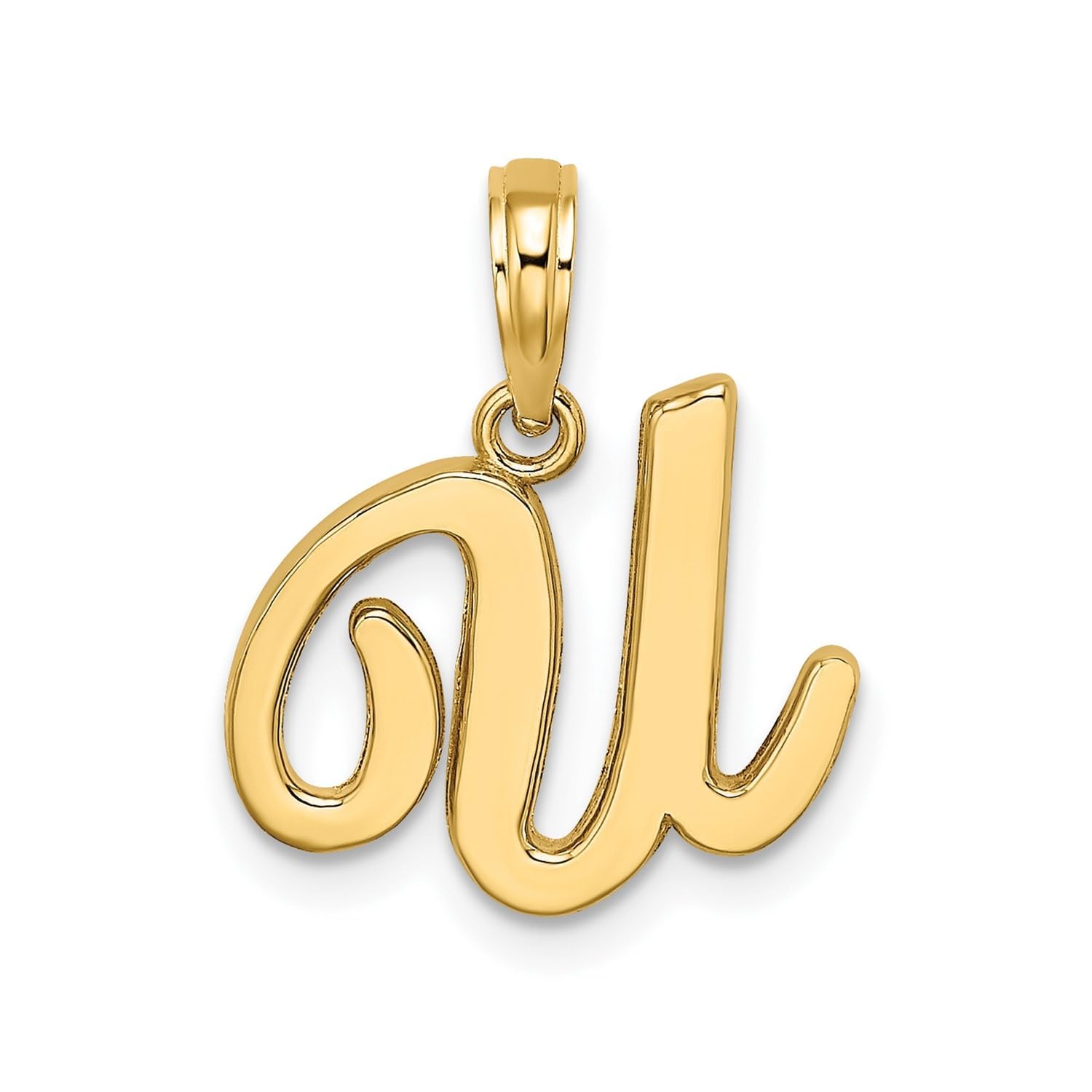 14K Yellow Gold Script Font Initial Monogram Pendant, 13mm