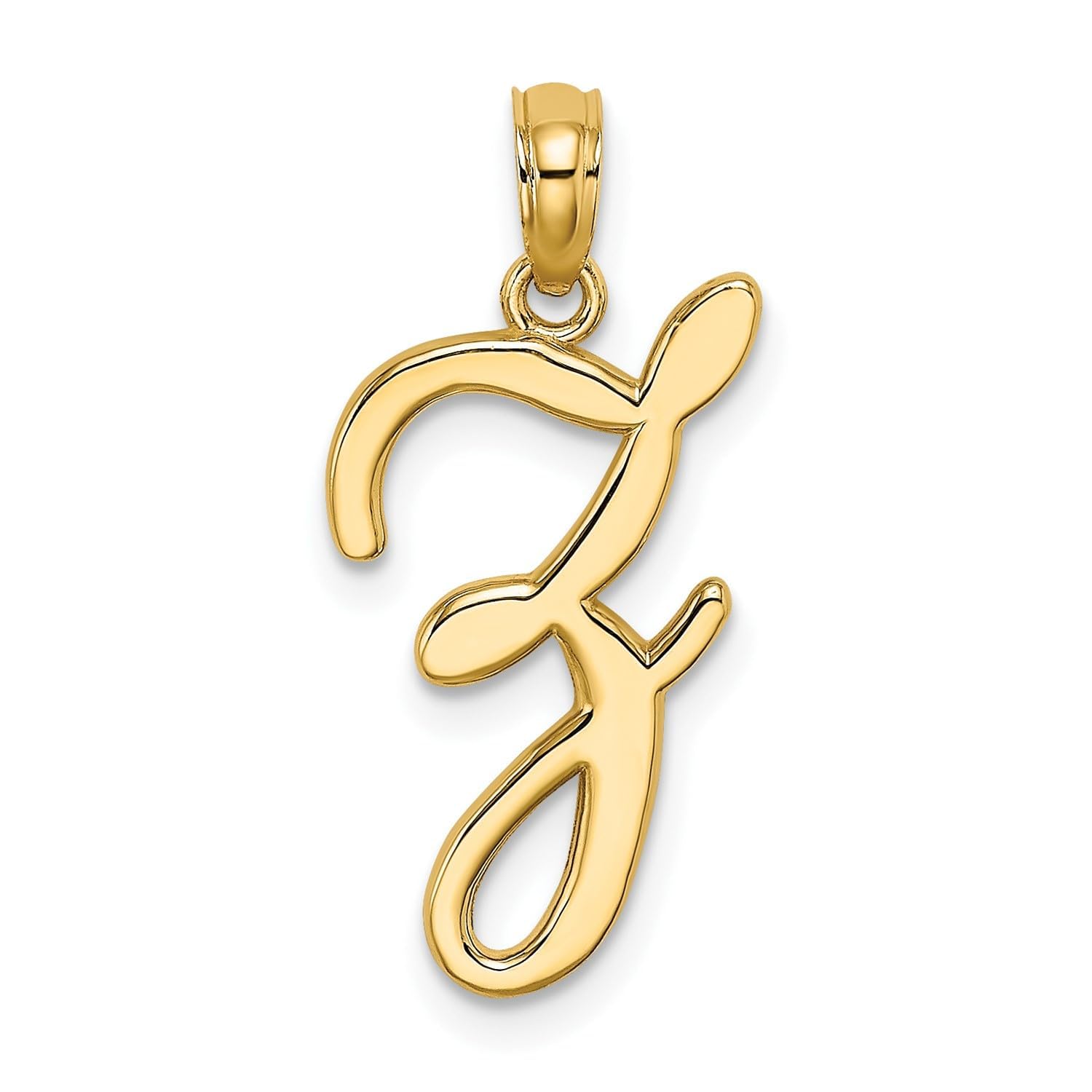 14K Yellow Gold Script Font Initial Monogram Pendant, 13mm