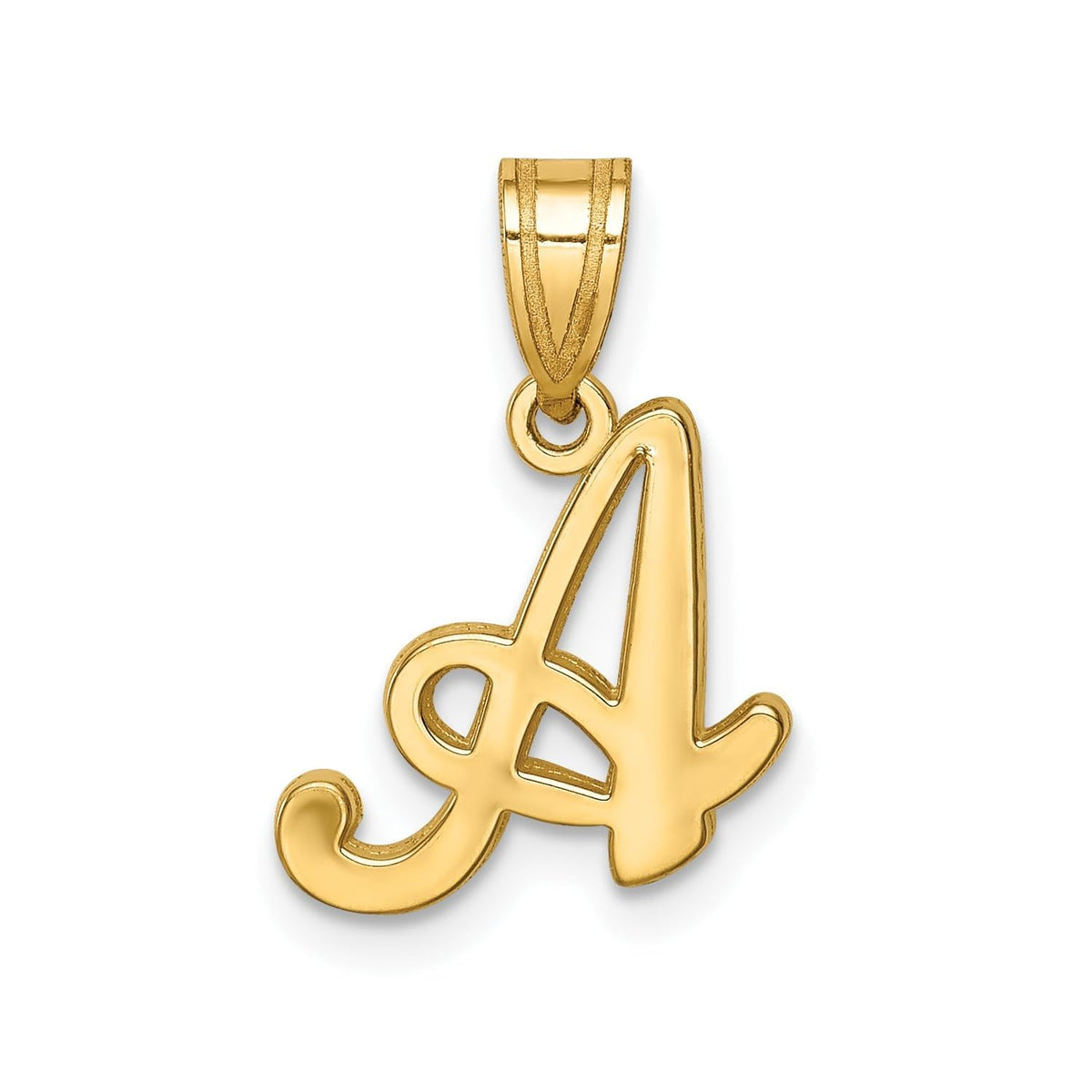 14K Yellow Gold Script Font Initial Monogram Pendant, 13mm