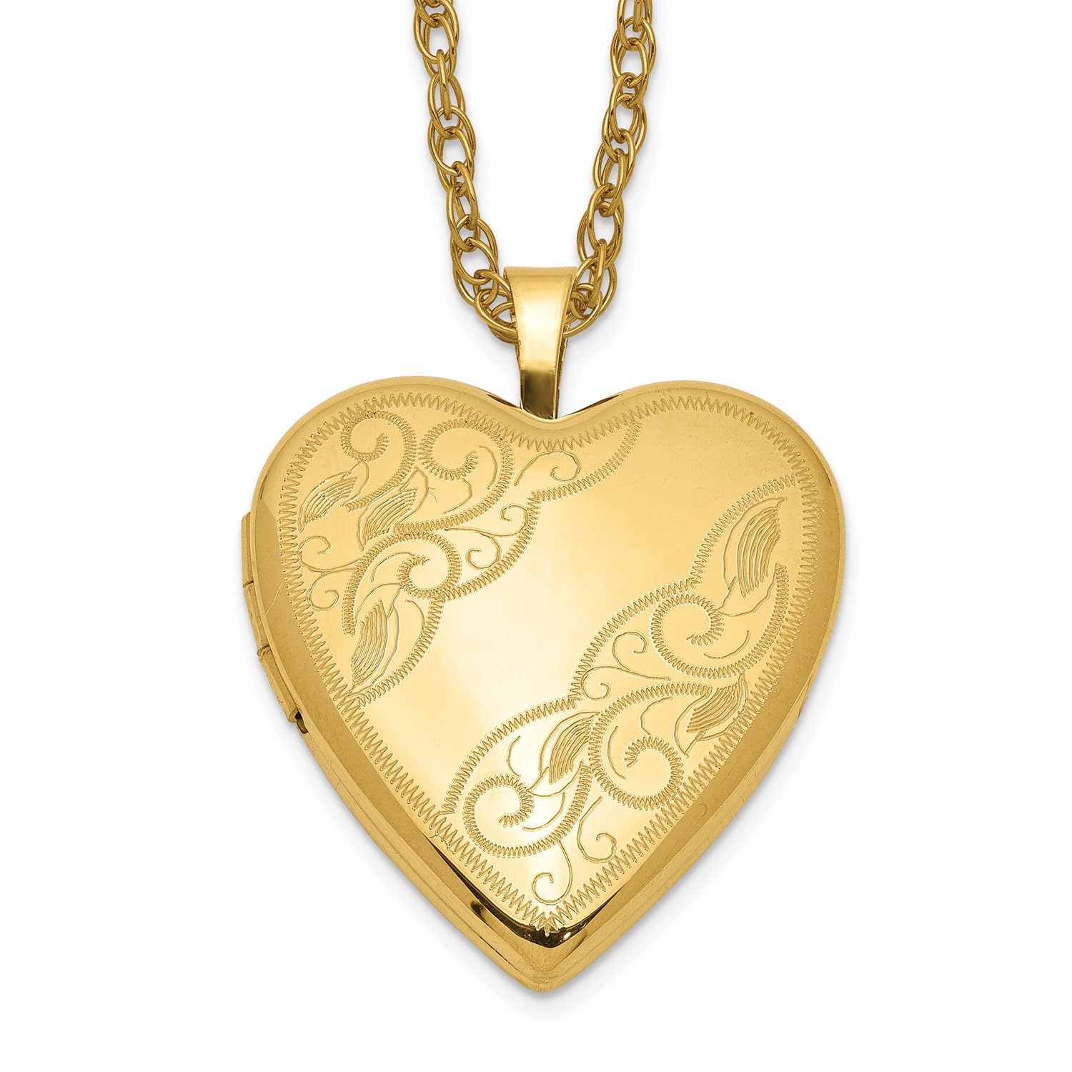 Jewelry Affairs 14k Yellow Gold Filled Engraved Heart Locket Chain Necklace, 18 Inch