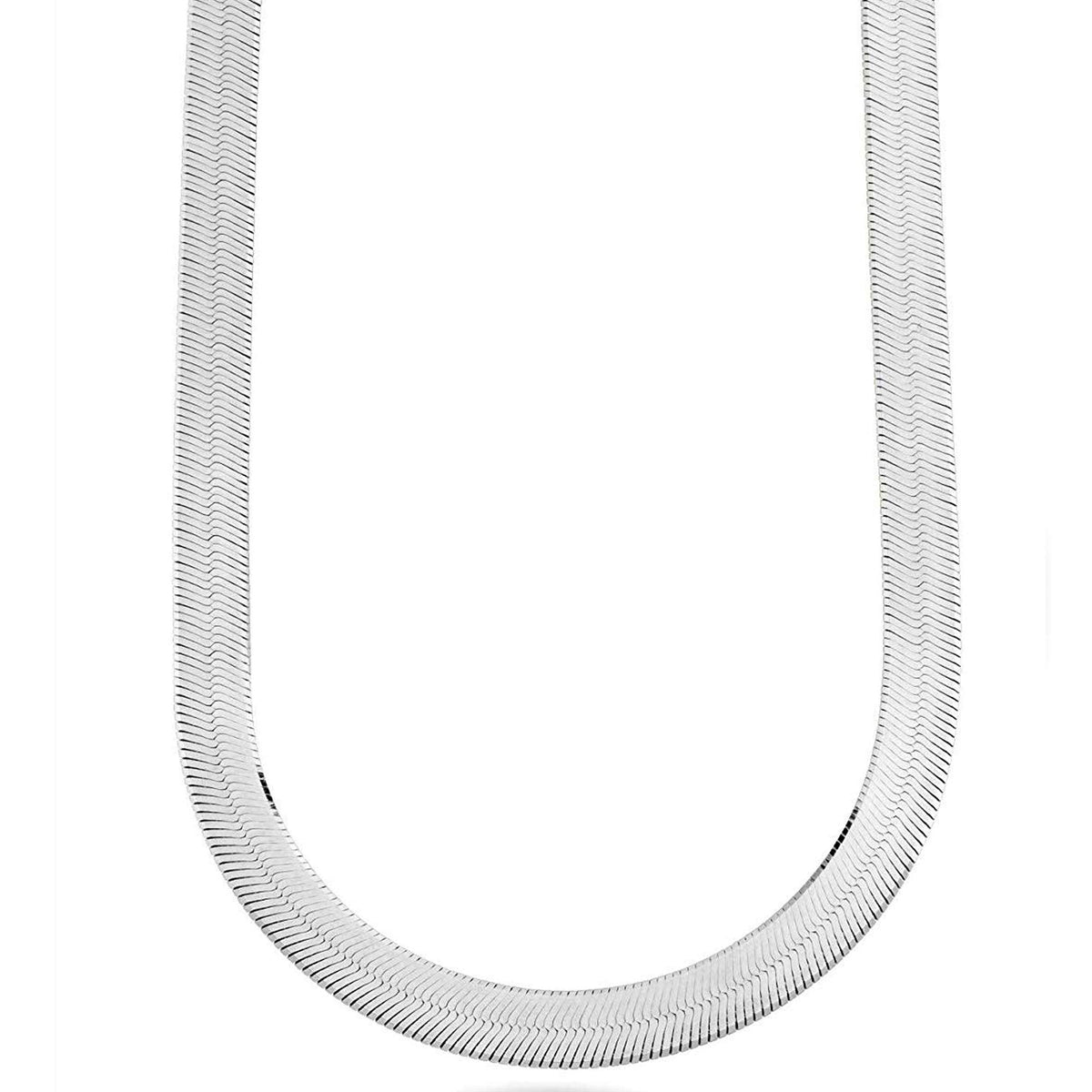 14K White Gold Herringbone Chain Necklace, 5mm Width fine designer jewelry for men and women