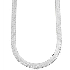 14K White Gold Herringbone Chain Necklace, 5mm Width fine designer jewelry for men and women