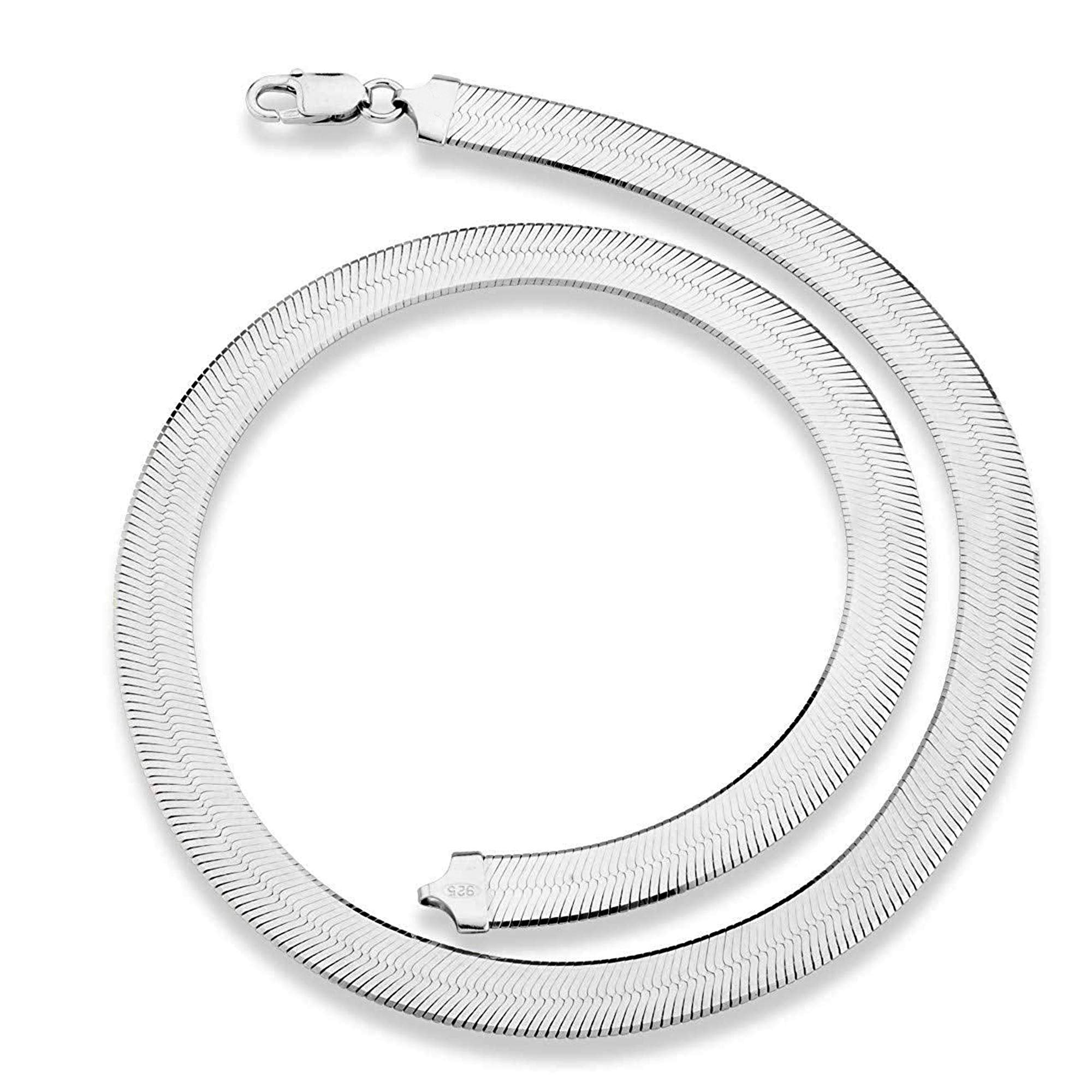 14K White Gold Herringbone Chain Necklace, 5mm Width fine designer jewelry for men and women