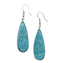 Druzy Collection - Silver Azure Quartz Drop Earrings fine designer jewelry for men and women