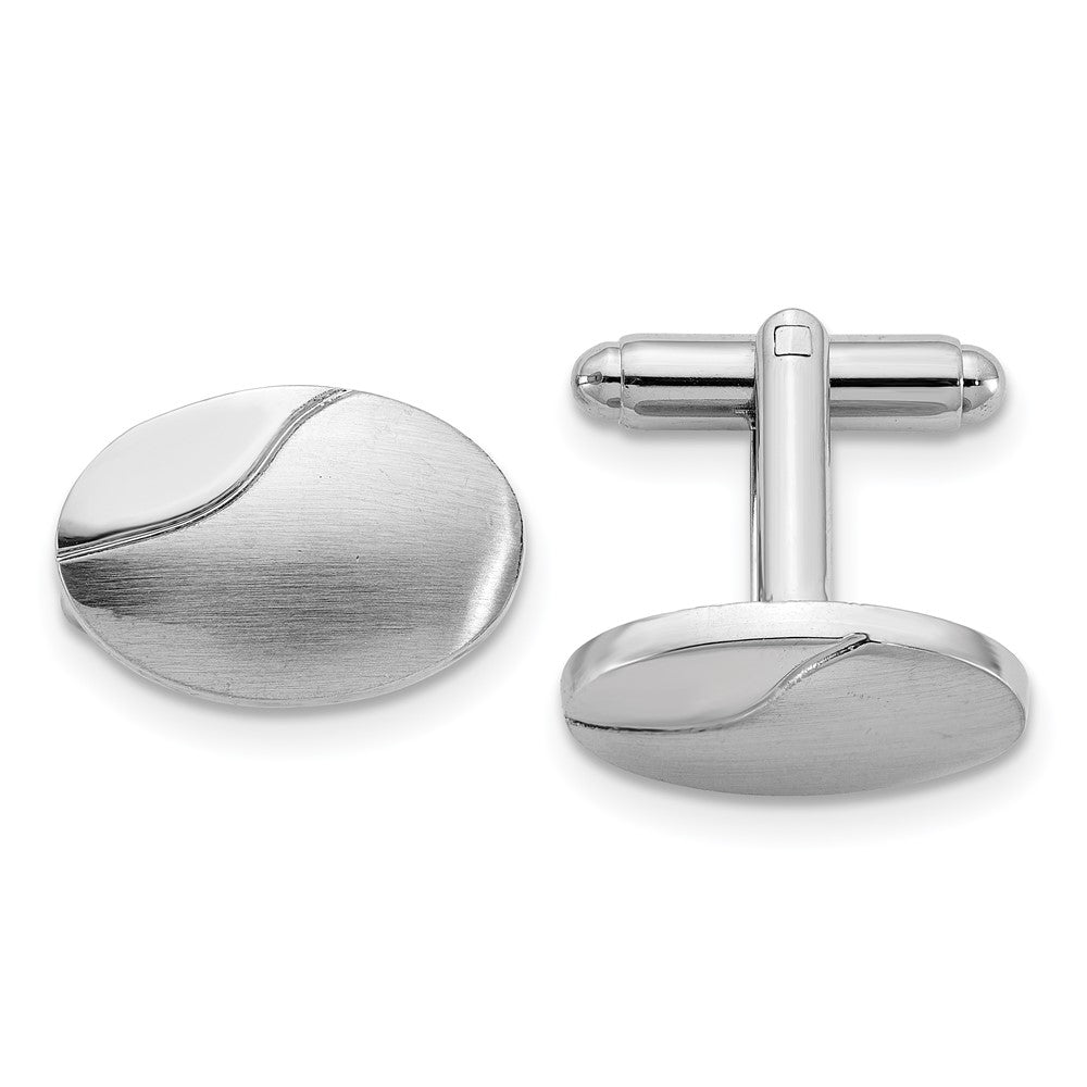 Silver-tone Brushed and Polished Oval Cuff Links fine designer jewelry for men and women