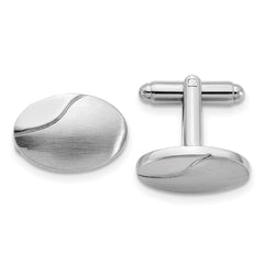 Silver-tone Brushed and Polished Oval Cuff Links fine designer jewelry for men and women