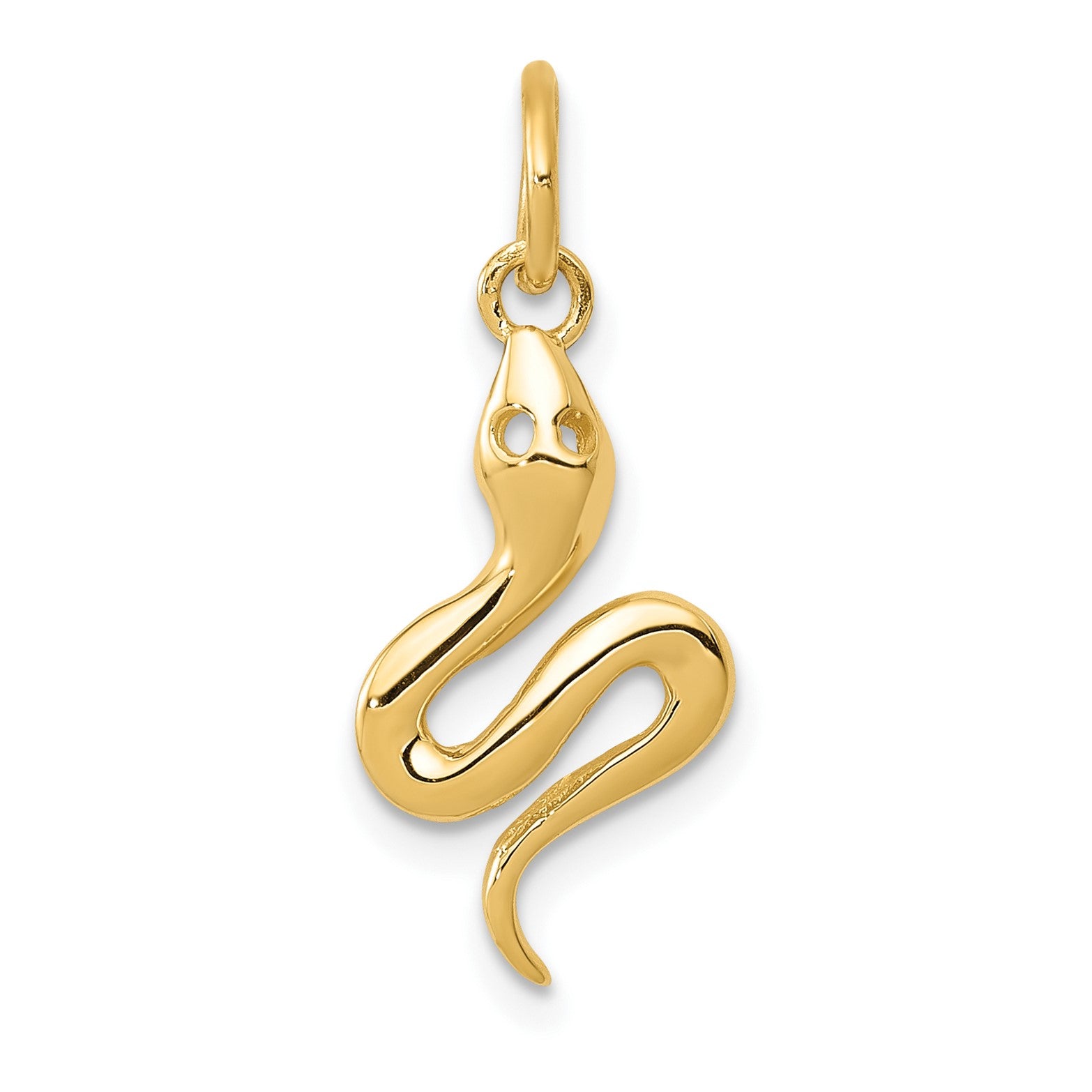 Solid Gold High Polished Snake Pendant, 21x9mm fine designer jewelry for men and women