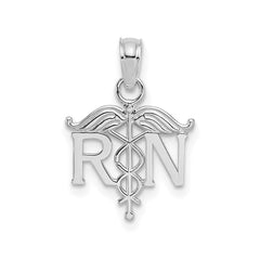 14K White Gold RN Registered Nurse Pendant Charm, 15x12mm fine designer jewelry for men and women