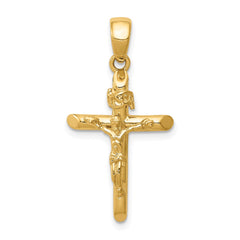 14K Yellow Gold High Polished Crucifix Cross Pendant, 28x16mm fine designer jewelry for men and women