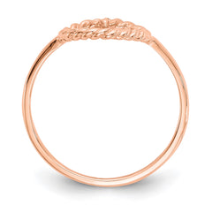 14k Rose Gold Polished and Textured Heart Ring, Size 7 fine designer jewelry for men and women