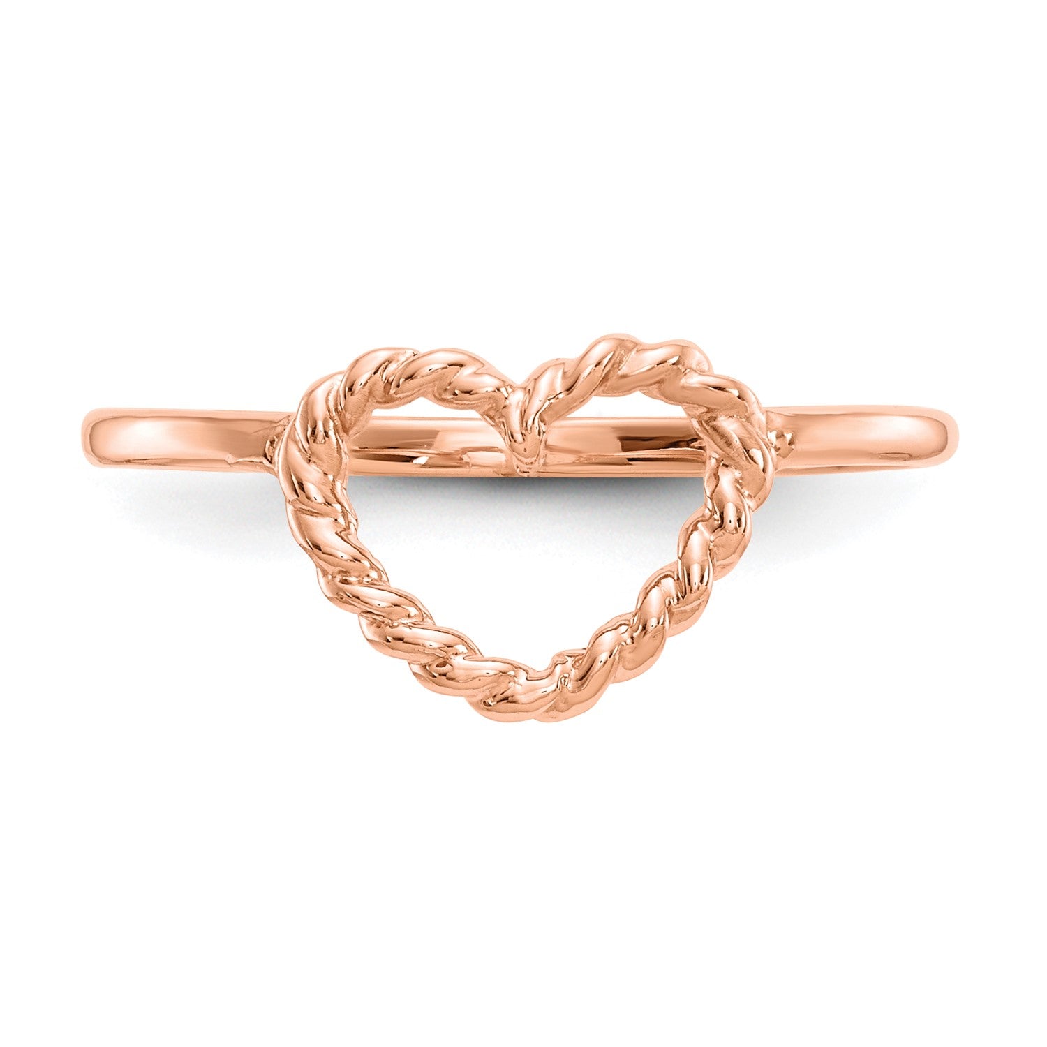 14k Rose Gold Polished and Textured Heart Ring, Size 7 fine designer jewelry for men and women