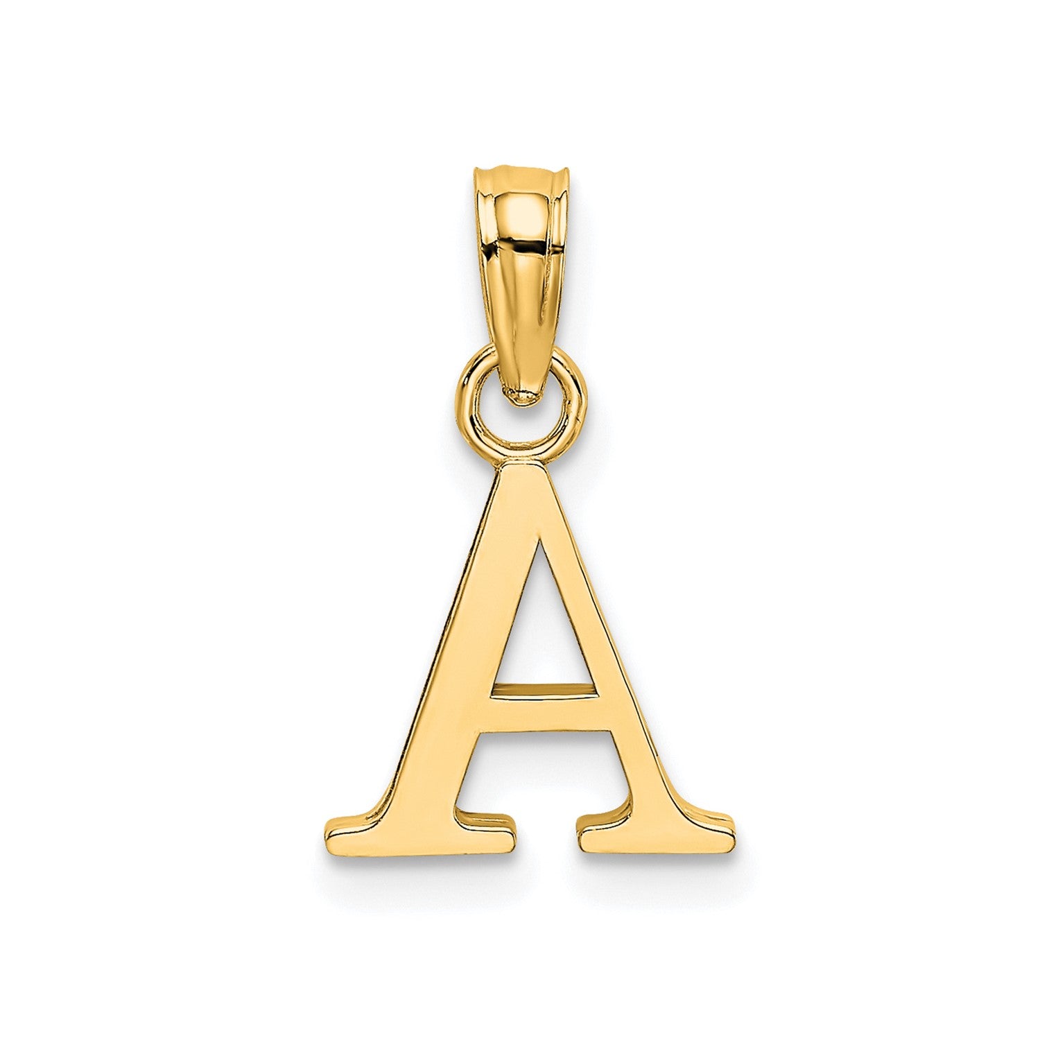 Solid 14K Gold Polished Block Initial Letter Pendants, 12x10mm fine designer jewelry for men and women