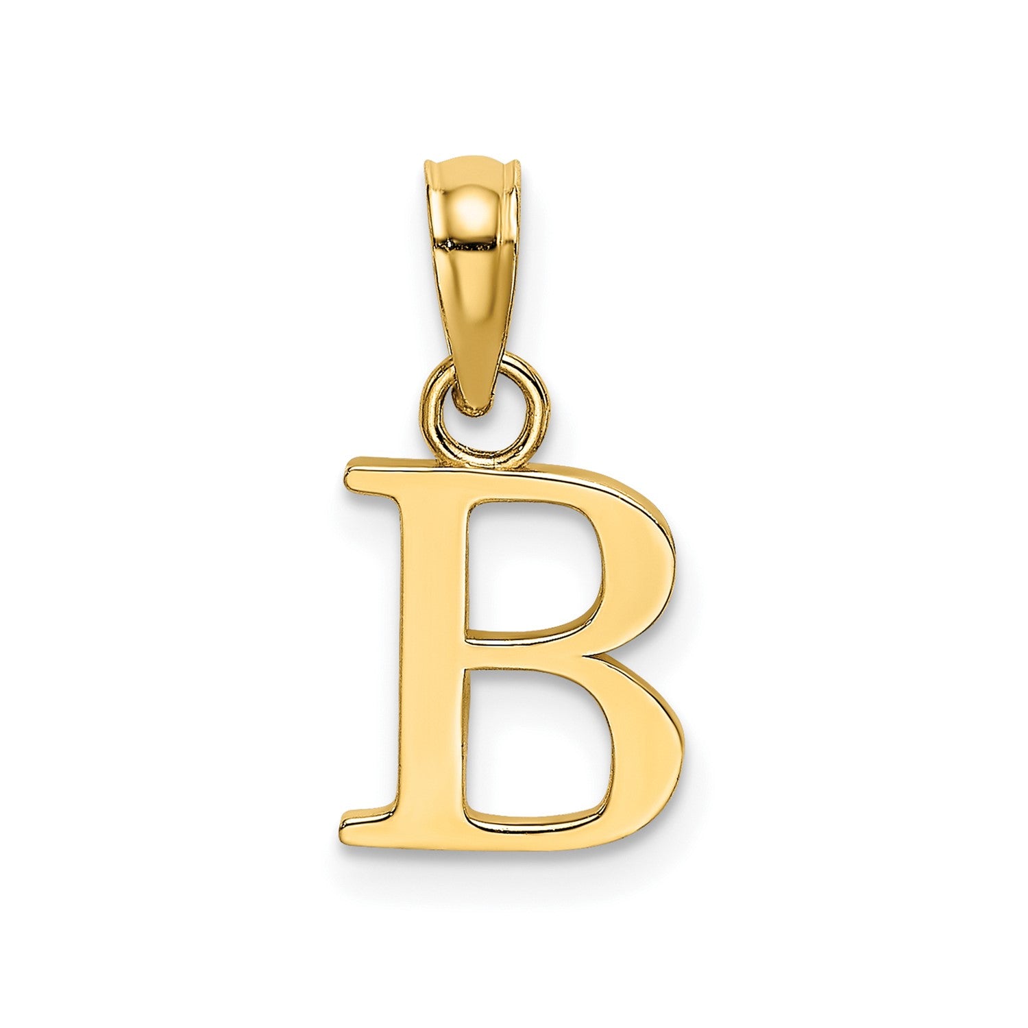 Solid 14K Gold Polished Block Initial Letter Pendants, 12x10mm fine designer jewelry for men and women