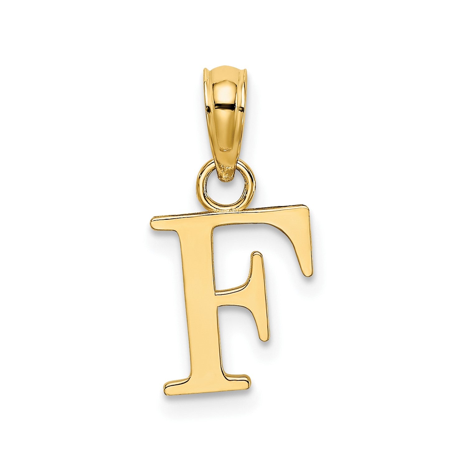 Solid 14K Gold Polished Block Initial Letter Pendants, 12x10mm fine designer jewelry for men and women