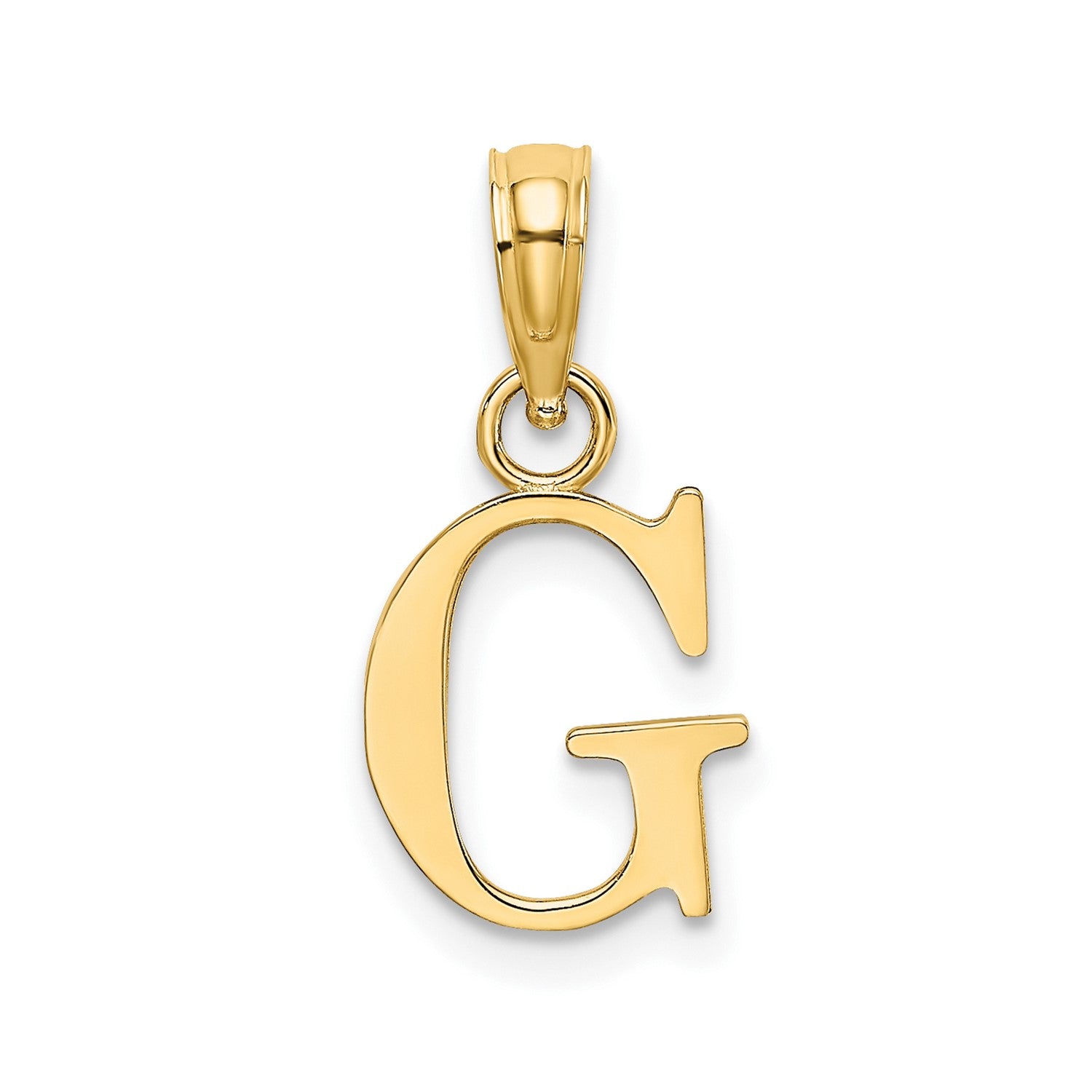 Solid 14K Gold Polished Block Initial Letter Pendants, 12x10mm fine designer jewelry for men and women