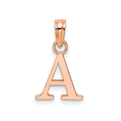 14K Rose Gold Polished Block Font Initial Letter Pendants, 13x10mm fine designer jewelry for men and women