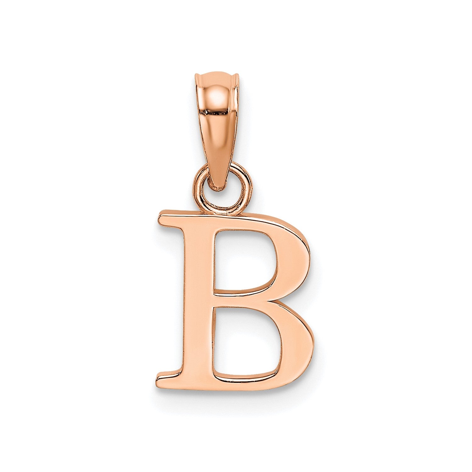 14K Rose Gold Polished Block Font Initial Letter Pendants, 13x10mm fine designer jewelry for men and women