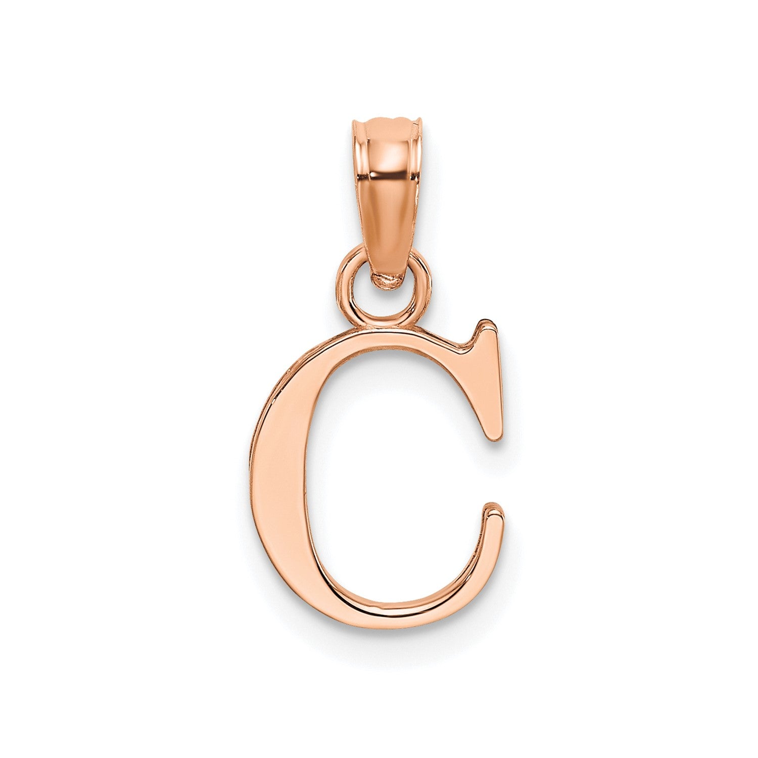 14K Rose Gold Polished Block Font Initial Letter Pendants, 13x10mm fine designer jewelry for men and women