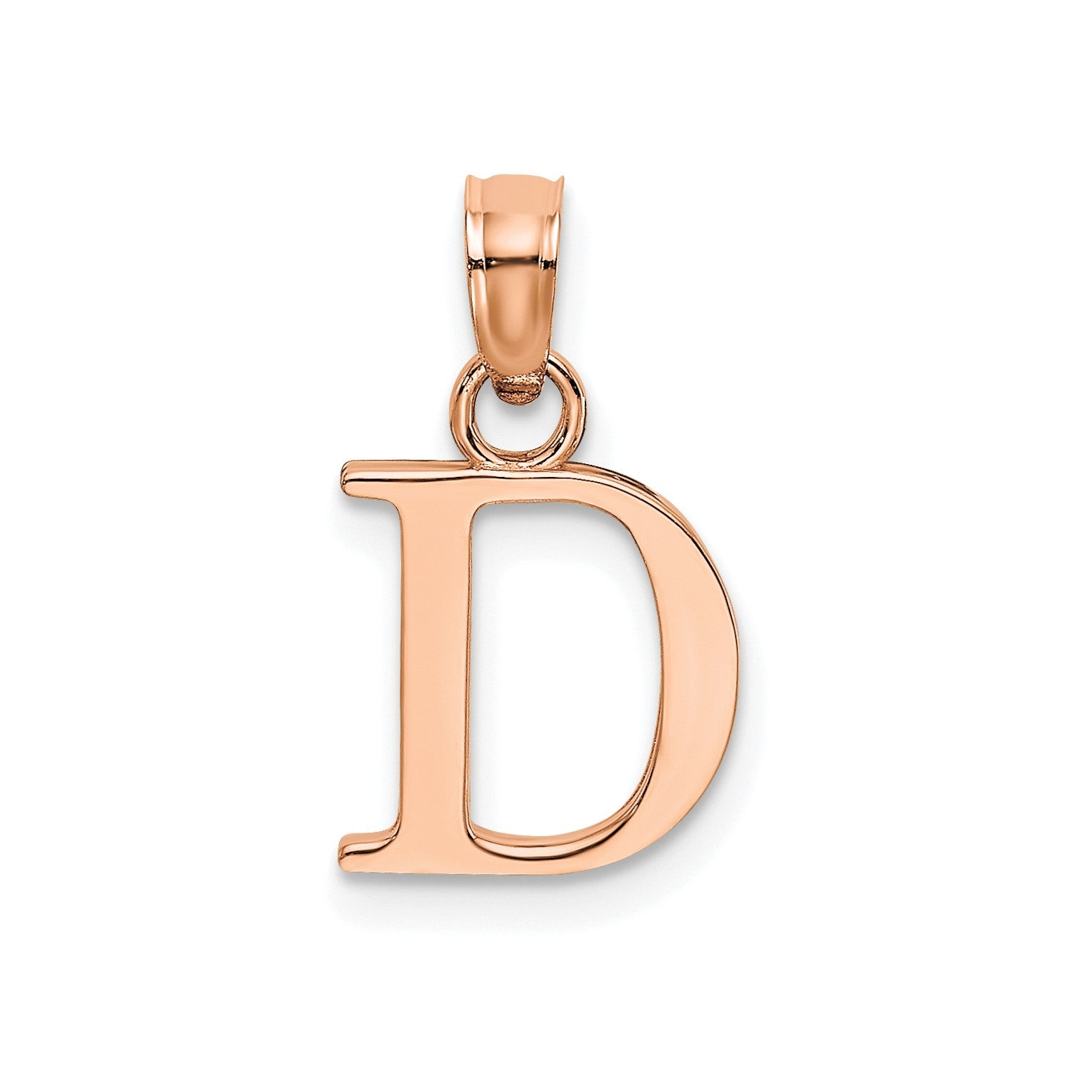 14K Rose Gold Polished Block Font Initial Letter Pendants, 13x10mm fine designer jewelry for men and women