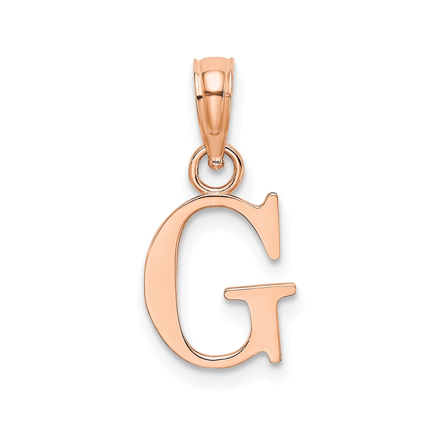 14K Rose Gold Polished Block Font Initial Letter Pendants, 13x10mm fine designer jewelry for men and women