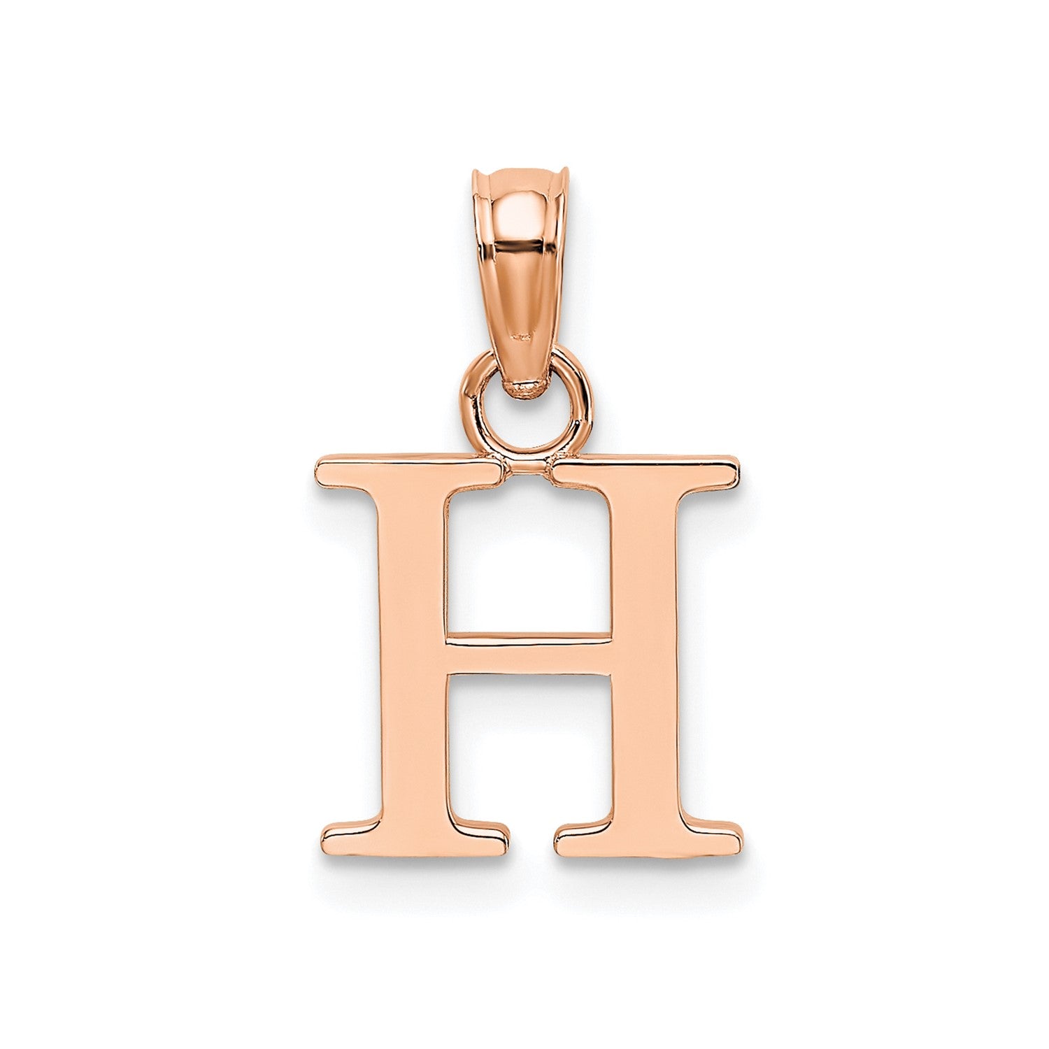 14K Rose Gold Polished Block Font Initial Letter Pendants, 13x10mm fine designer jewelry for men and women