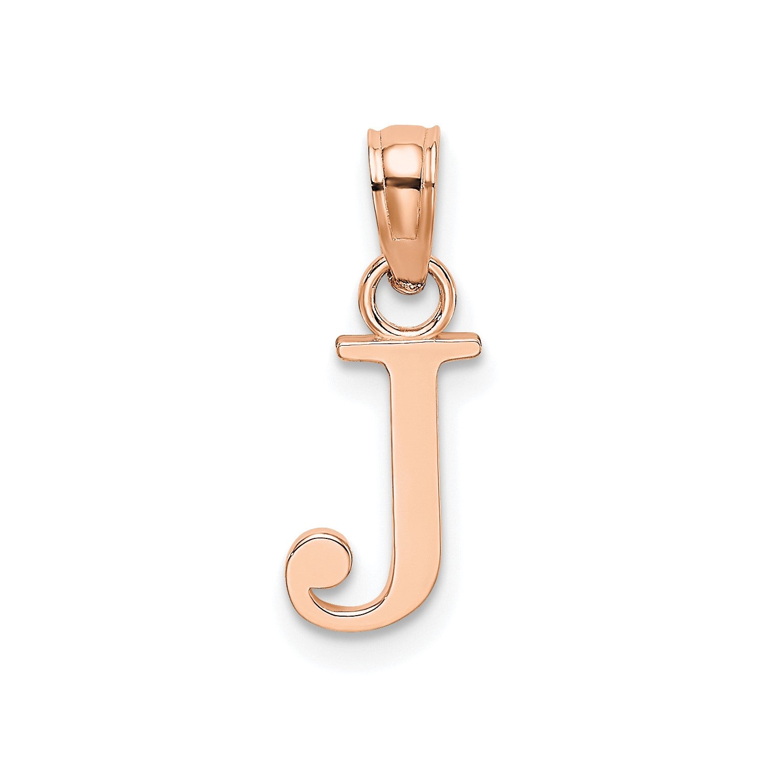 14K Rose Gold Polished Block Font Initial Letter Pendants, 13x10mm fine designer jewelry for men and women