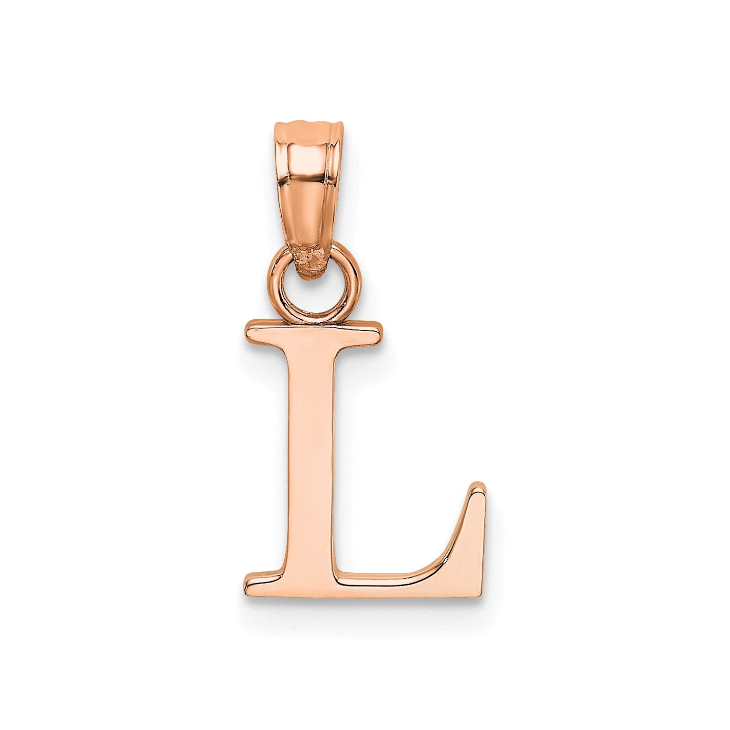 14K Rose Gold Polished Block Font Initial Letter Pendants, 13x10mm fine designer jewelry for men and women