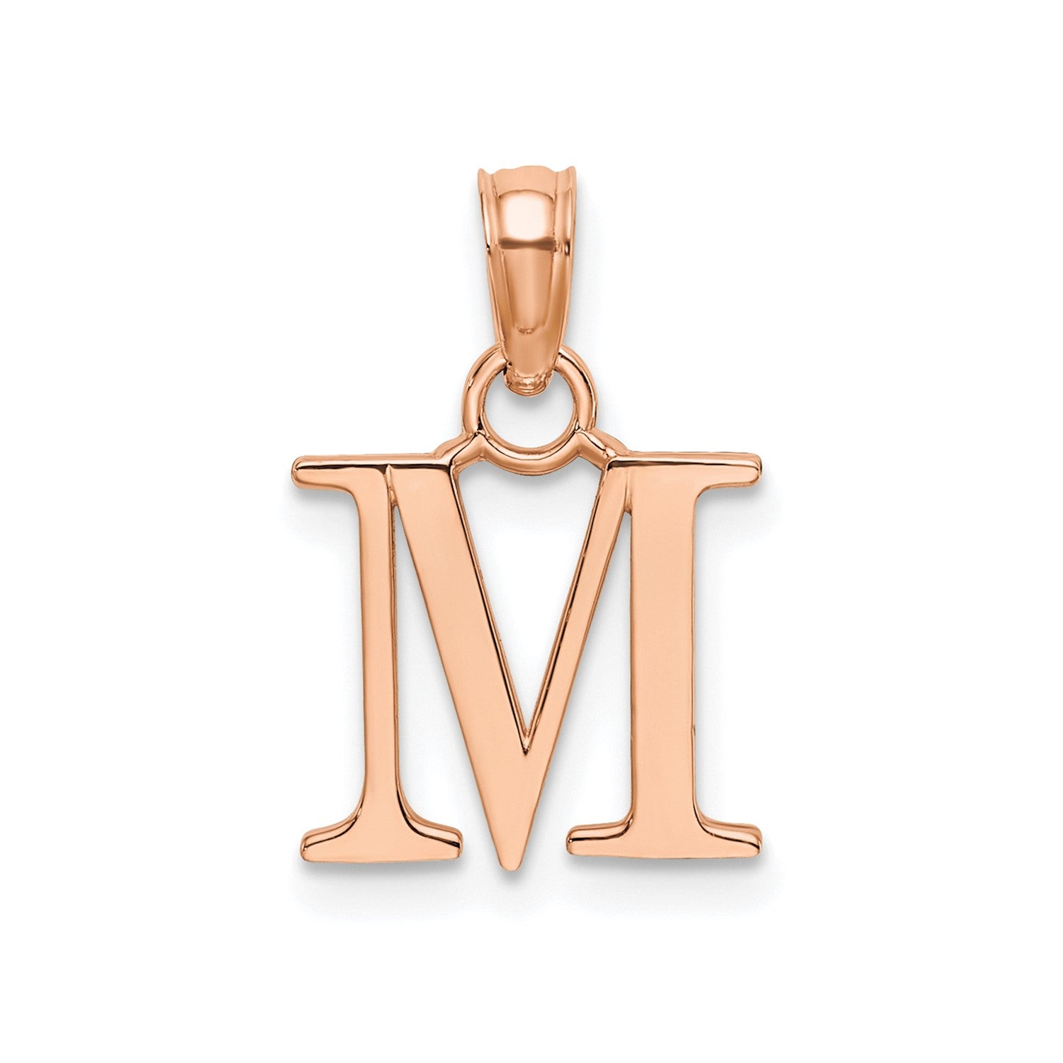 14K Rose Gold Polished Block Font Initial Letter Pendants, 13x10mm fine designer jewelry for men and women