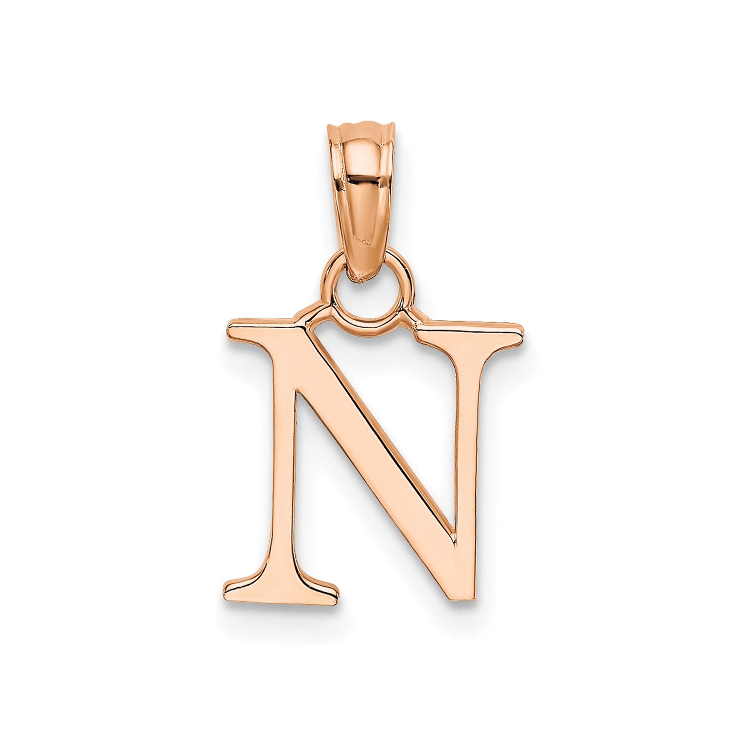 14K Rose Gold Polished Block Font Initial Letter Pendants, 13x10mm fine designer jewelry for men and women