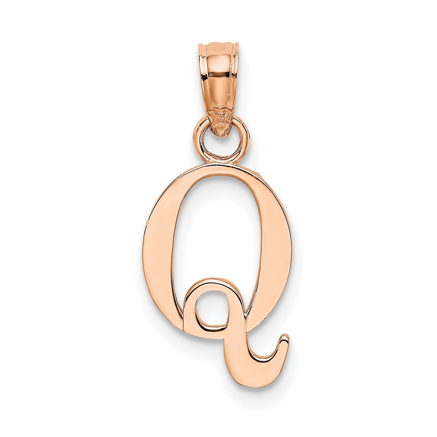 14K Rose Gold Polished Block Font Initial Letter Pendants, 13x10mm fine designer jewelry for men and women