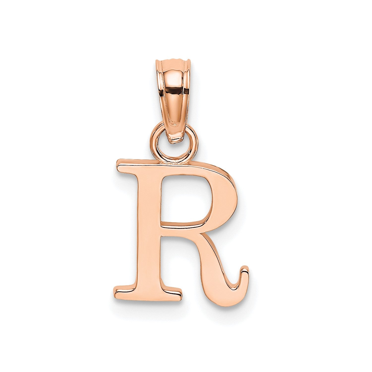 14K Rose Gold Polished Block Font Initial Letter Pendants, 13x10mm fine designer jewelry for men and women