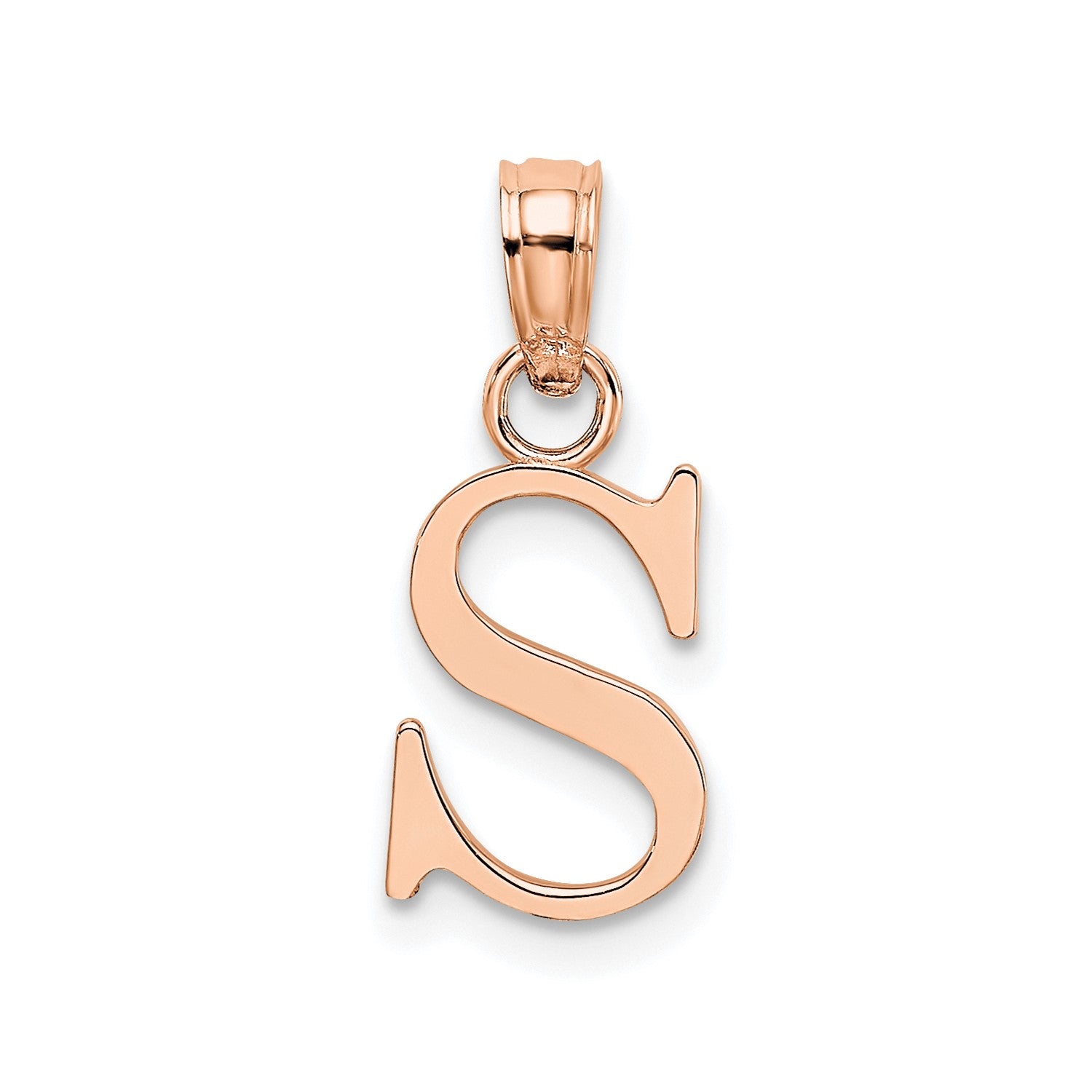 14K Rose Gold Polished Block Font Initial Letter Pendants, 13x10mm fine designer jewelry for men and women