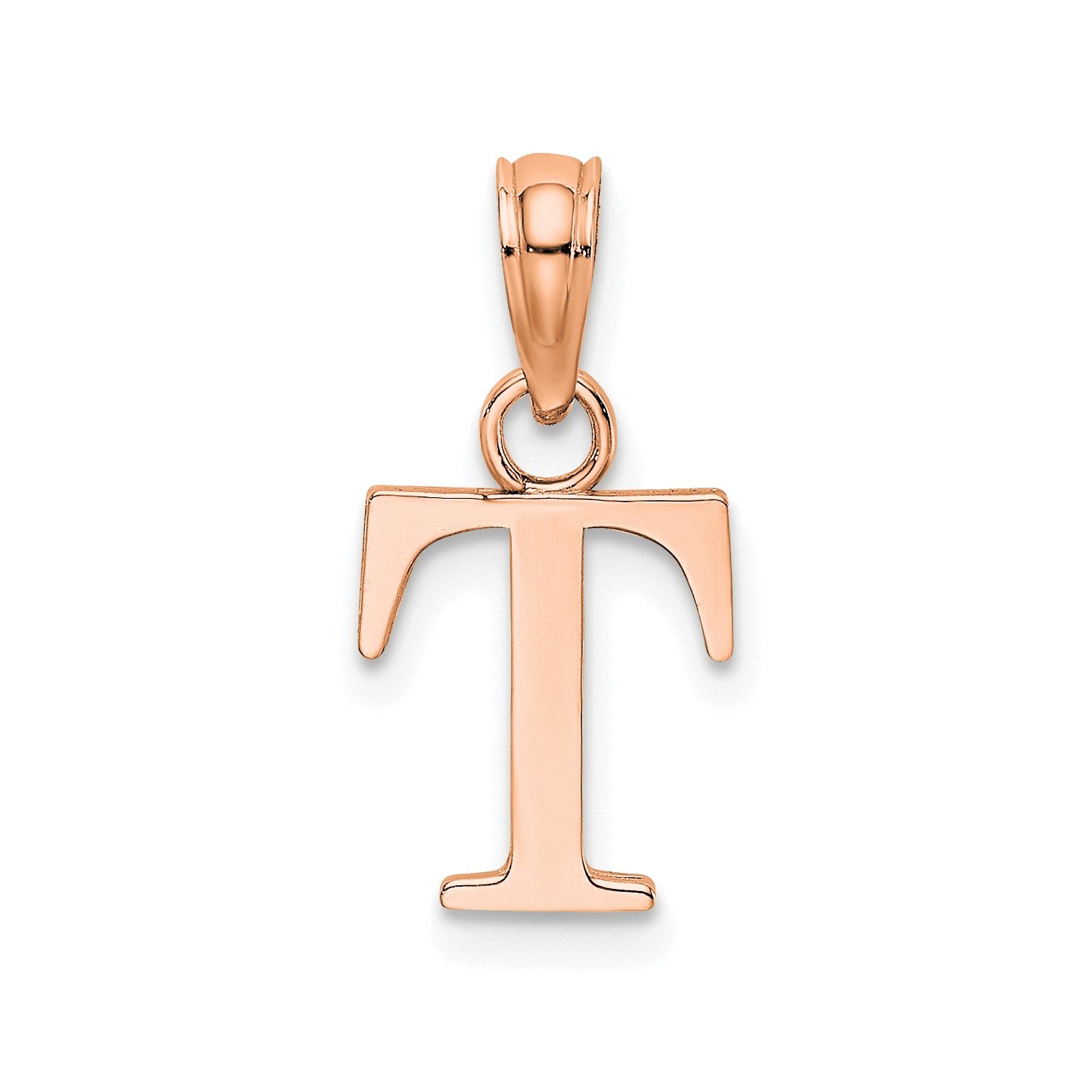 14K Rose Gold Polished Block Font Initial Letter Pendants, 13x10mm fine designer jewelry for men and women