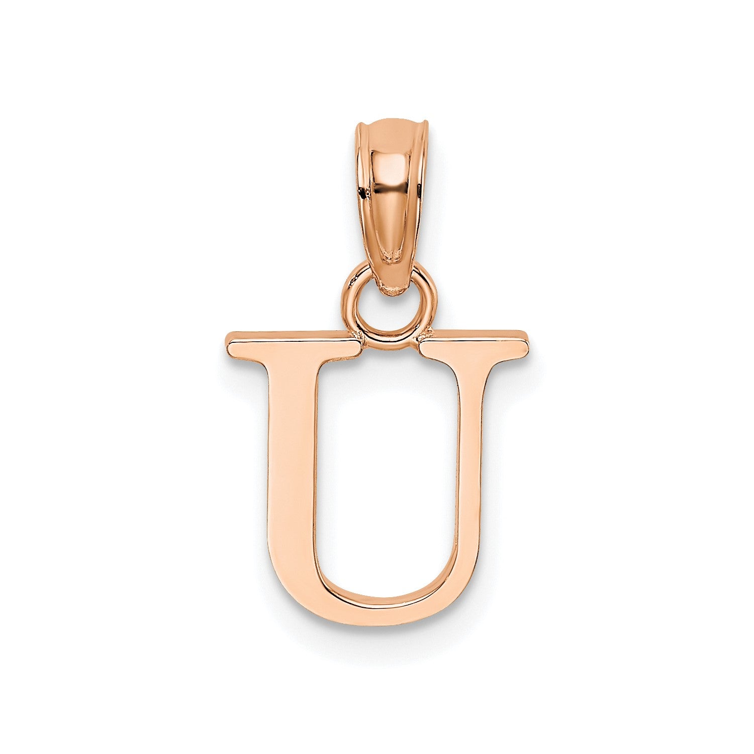 14K Rose Gold Polished Block Font Initial Letter Pendants, 13x10mm fine designer jewelry for men and women