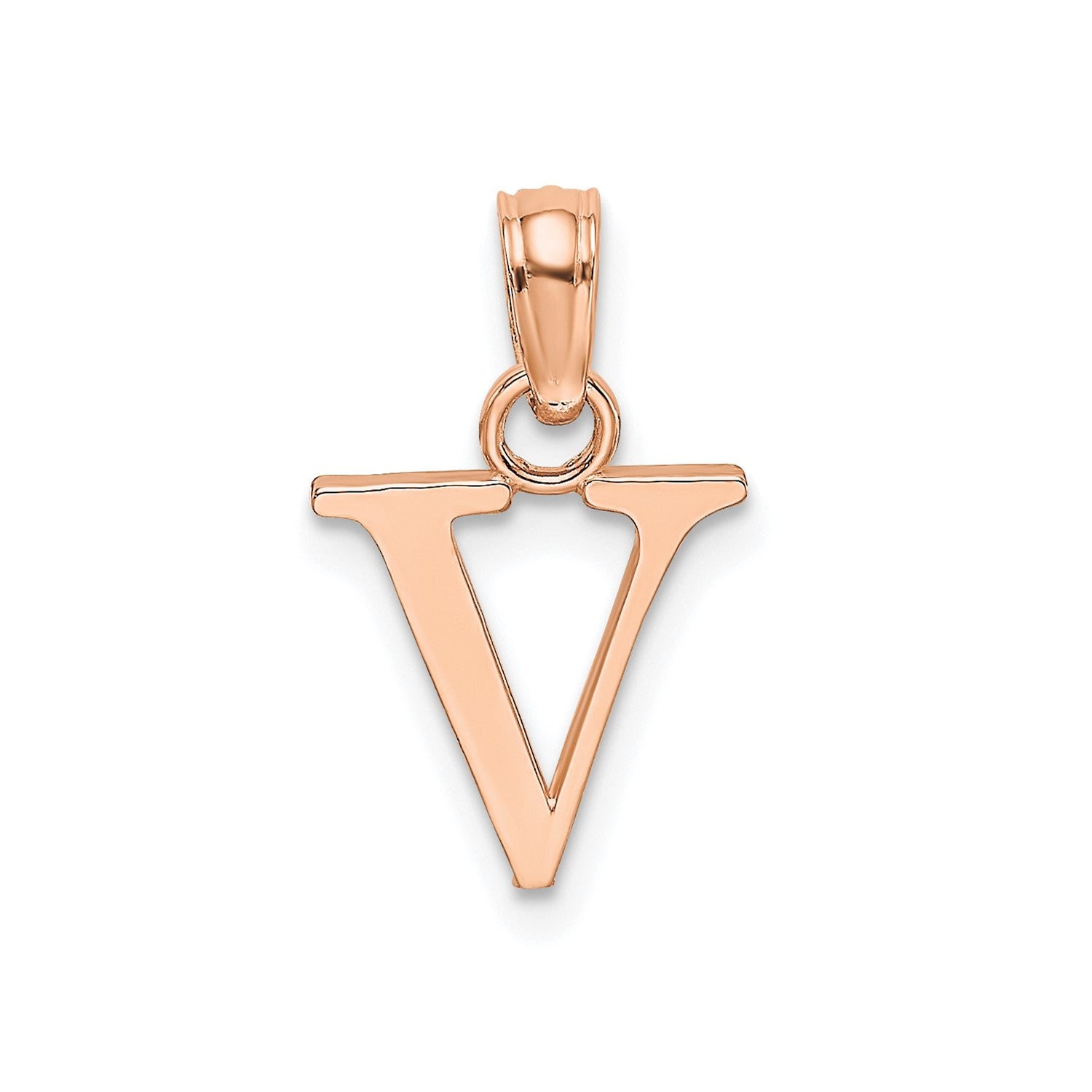 14K Rose Gold Polished Block Font Initial Letter Pendants, 13x10mm fine designer jewelry for men and women