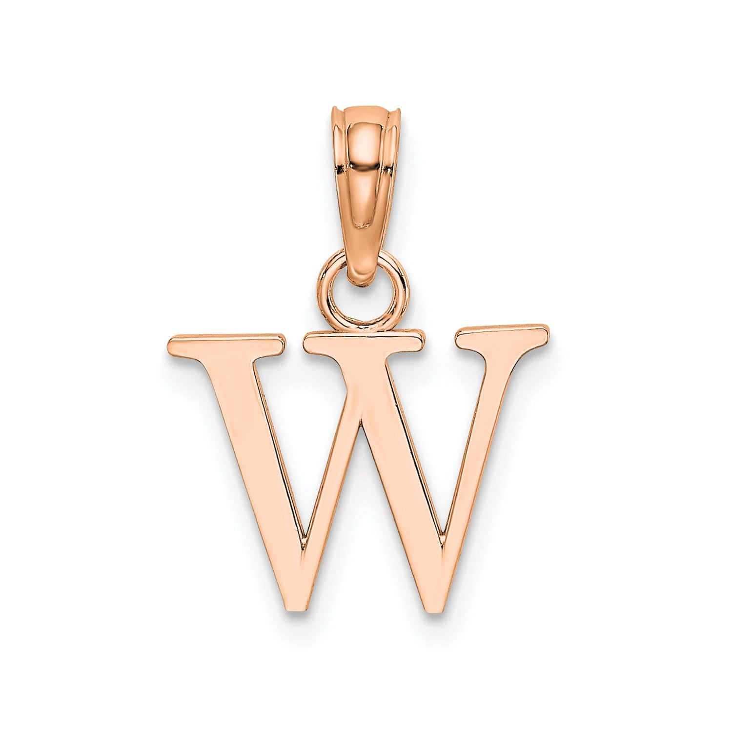 14K Rose Gold Polished Block Font Initial Letter Pendants, 13x10mm fine designer jewelry for men and women