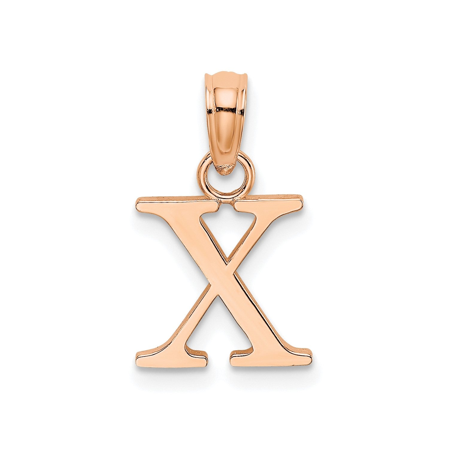 14K Rose Gold Polished Block Font Initial Letter Pendants, 13x10mm fine designer jewelry for men and women