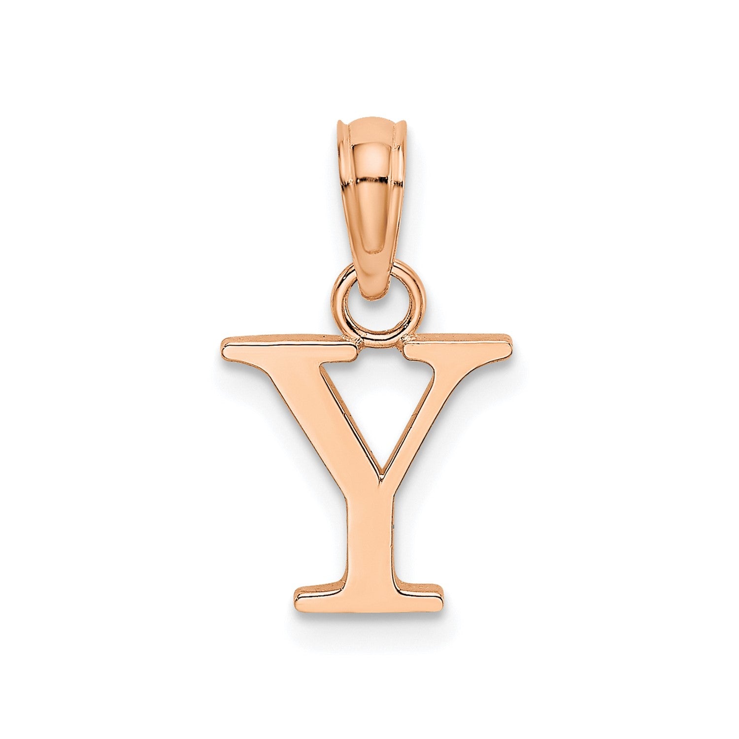 14K Rose Gold Polished Block Font Initial Letter Pendants, 13x10mm fine designer jewelry for men and women