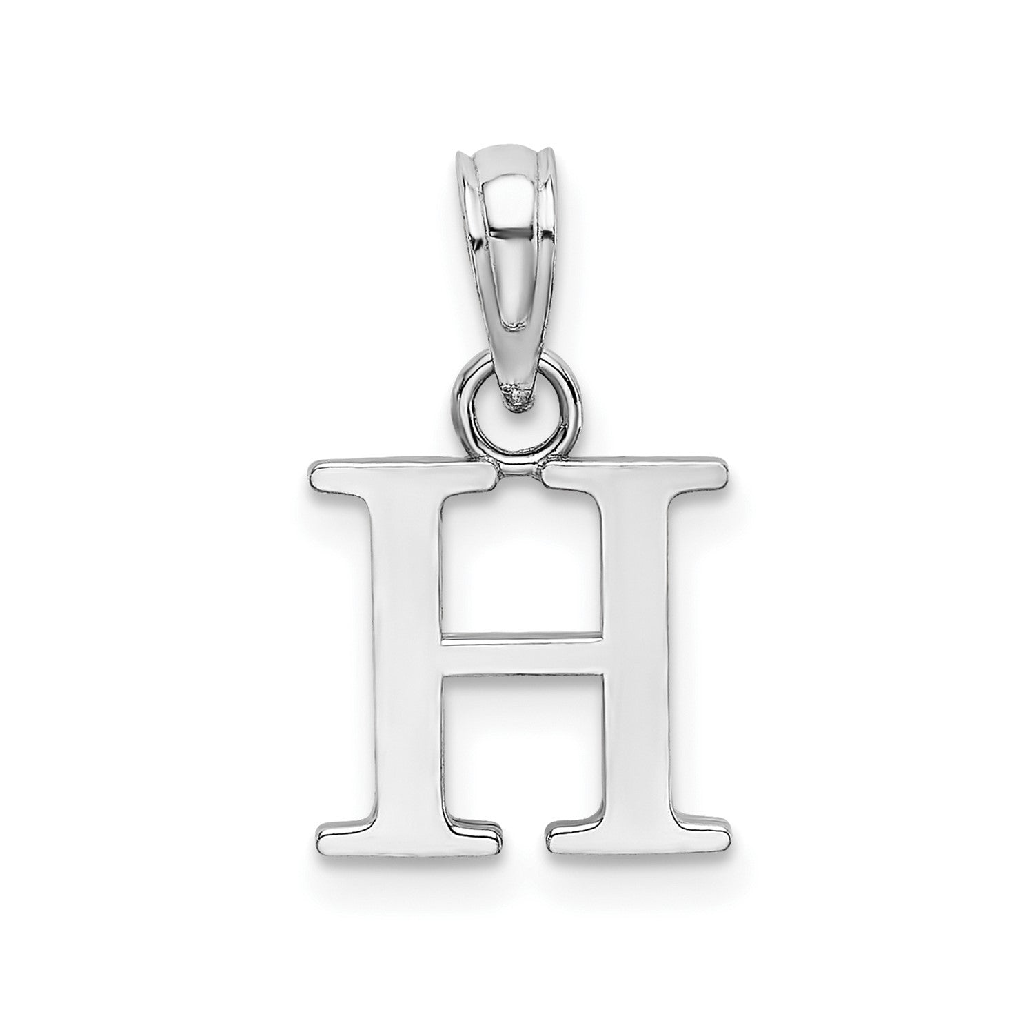 14K White Gold Polished Block Font Initial Letter Pendants, 12x10mm fine designer jewelry for men and women