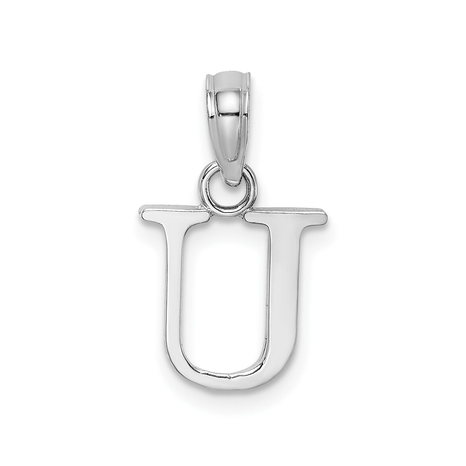 14K White Gold Polished Block Font Initial Letter Pendants, 12x10mm fine designer jewelry for men and women