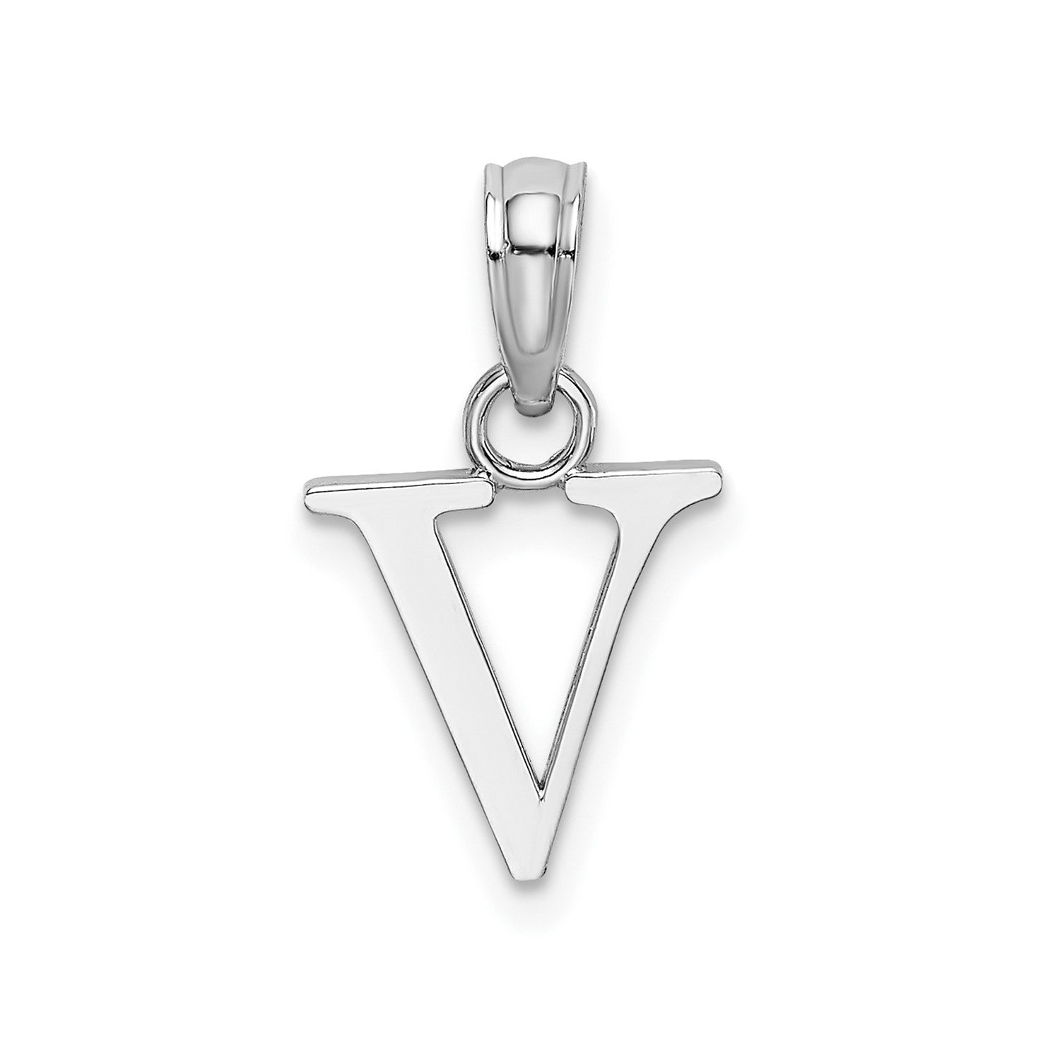 14K White Gold Polished Block Font Initial Letter Pendants, 12x10mm fine designer jewelry for men and women