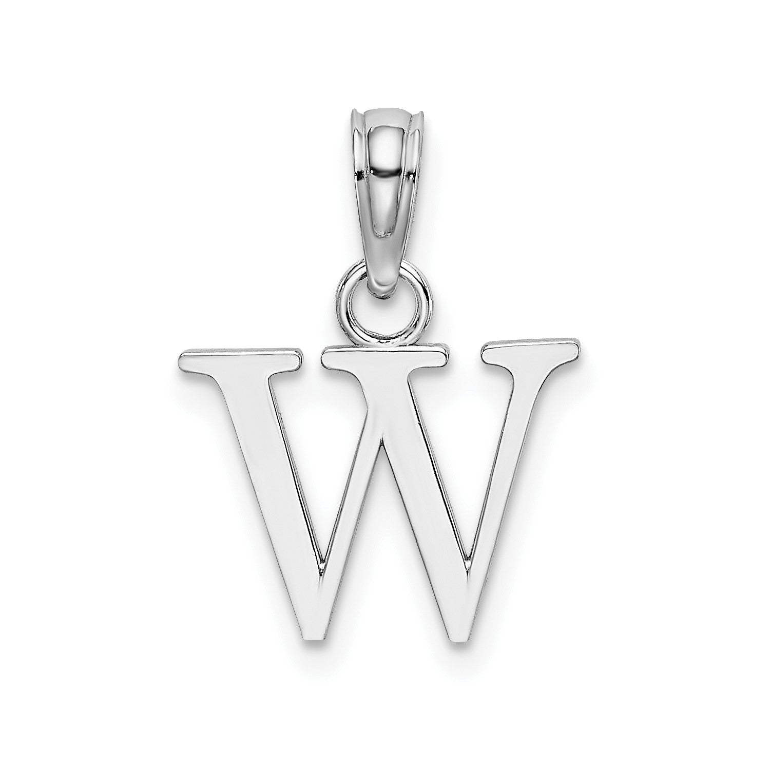 14K White Gold Polished Block Font Initial Letter Pendants, 12x10mm fine designer jewelry for men and women