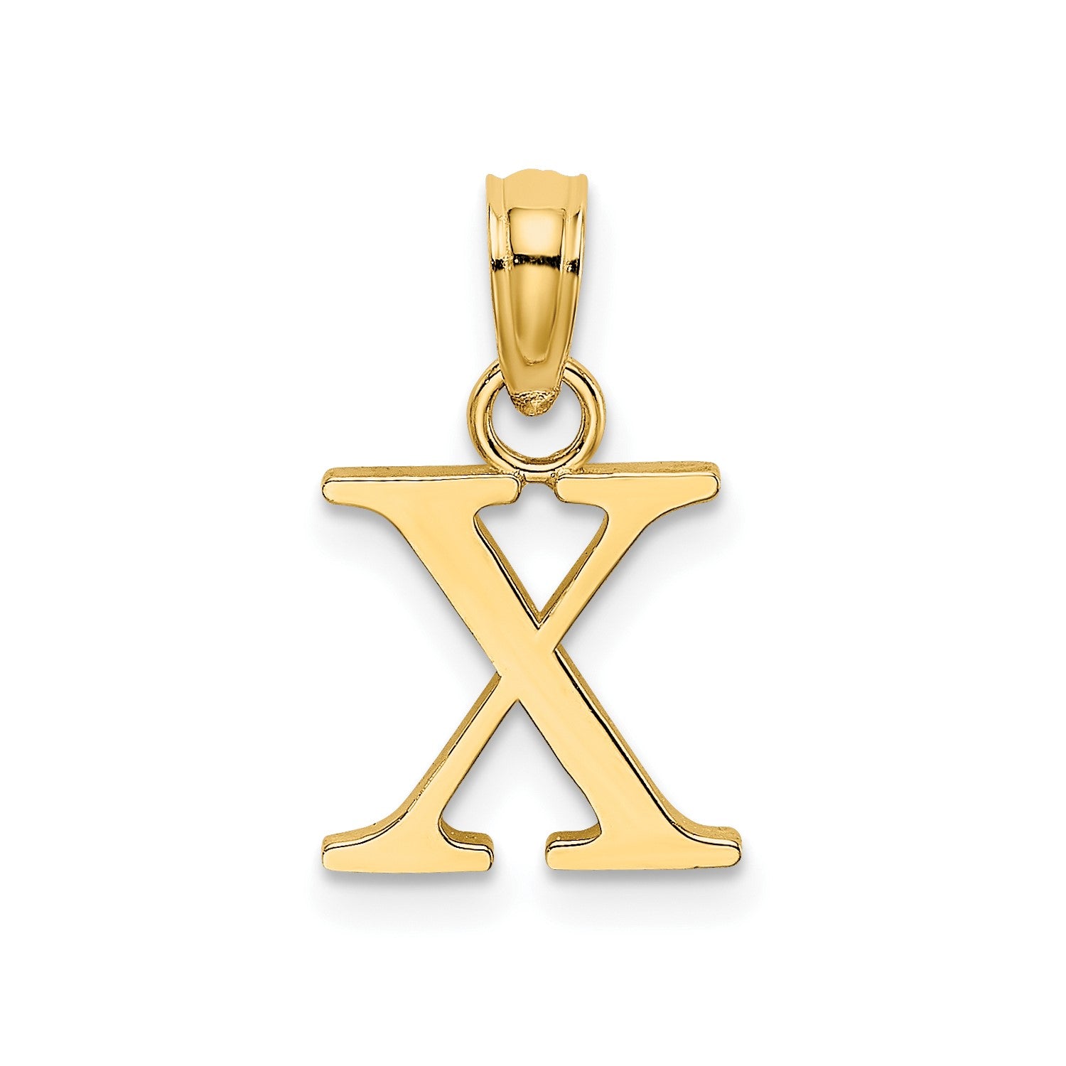 Solid 14K Gold Polished Block Initial Letter Pendants, 12x10mm fine designer jewelry for men and women