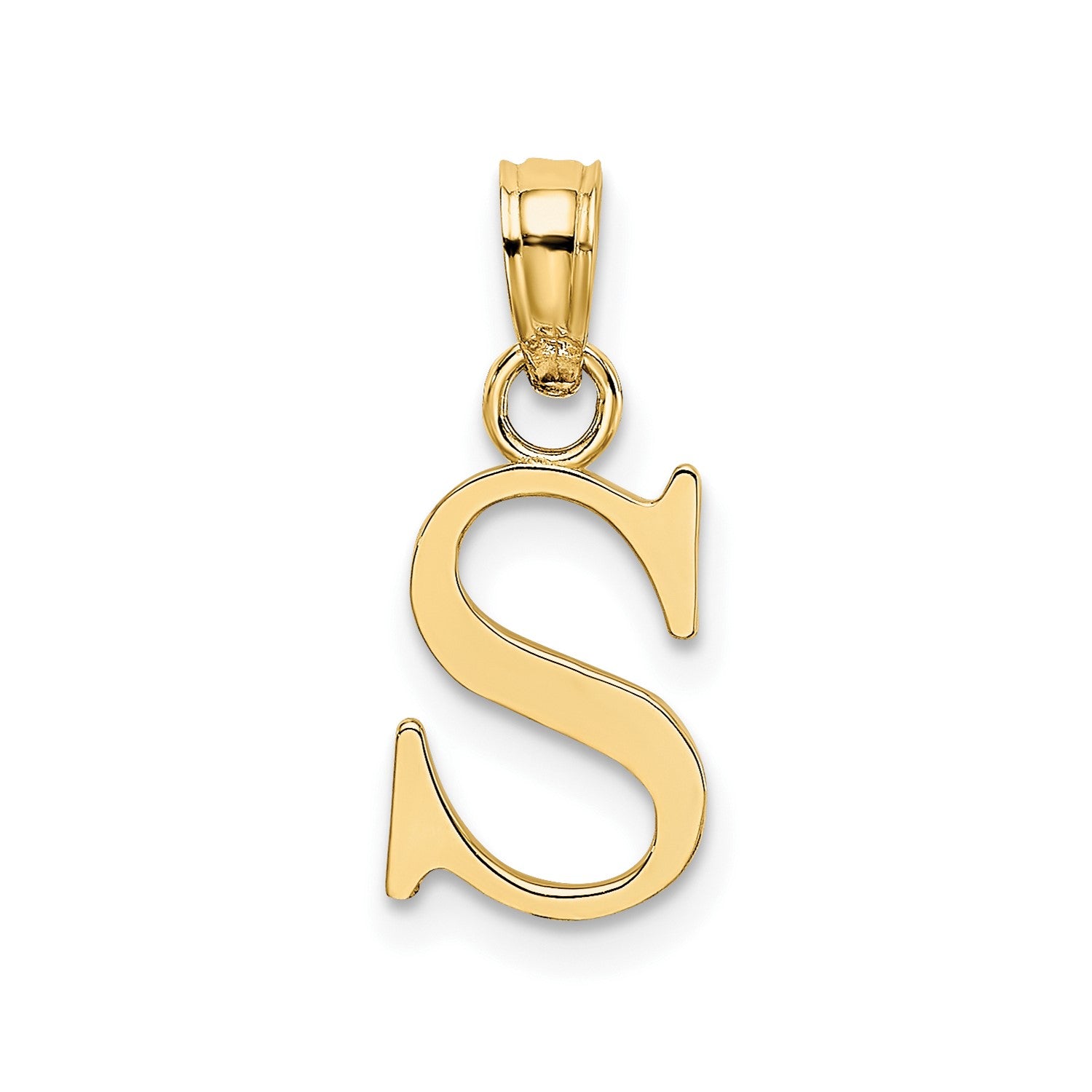 Solid 14K Gold Polished Block Initial Letter Pendants, 12x10mm fine designer jewelry for men and women