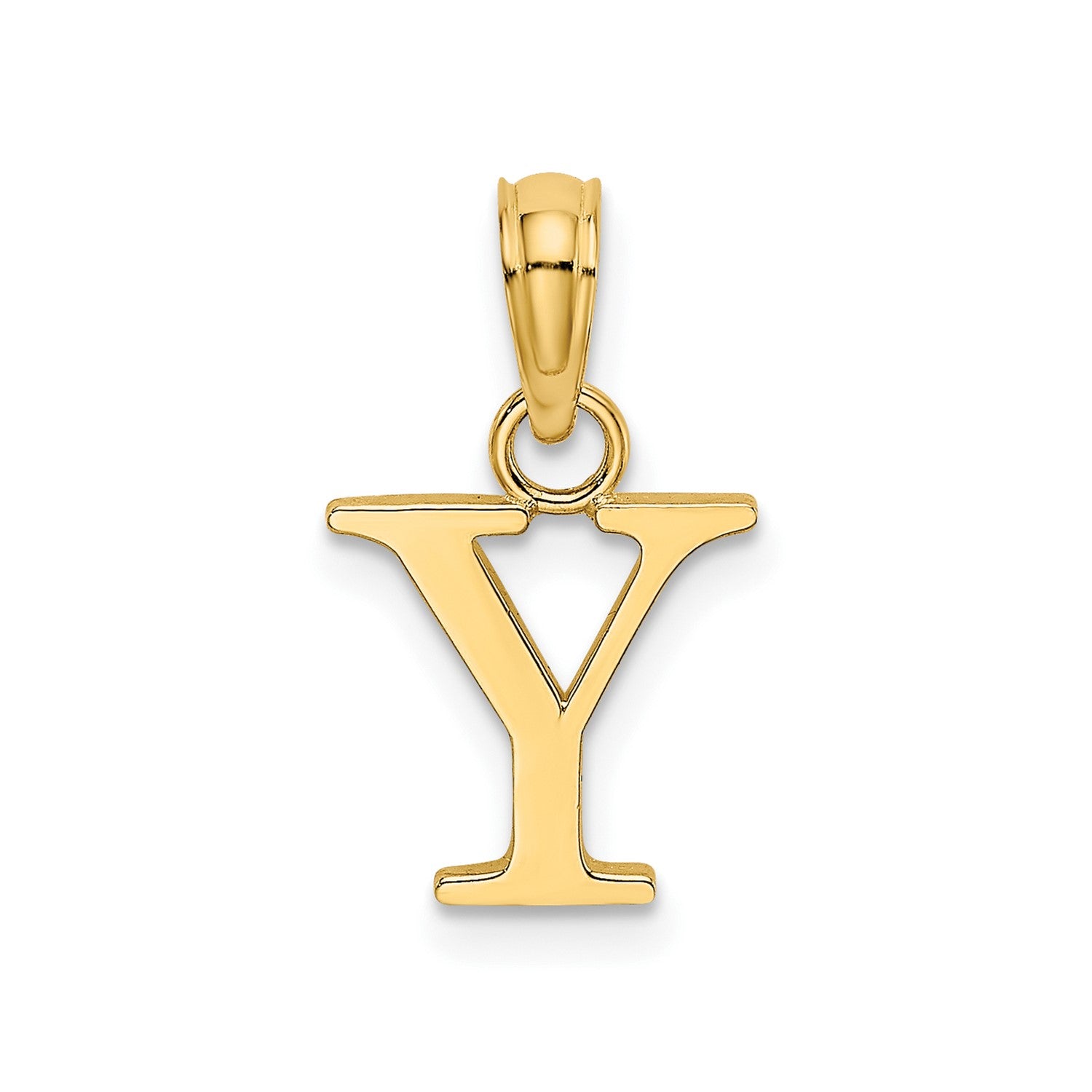 Solid 14K Gold Polished Block Initial Letter Pendants, 12x10mm fine designer jewelry for men and women