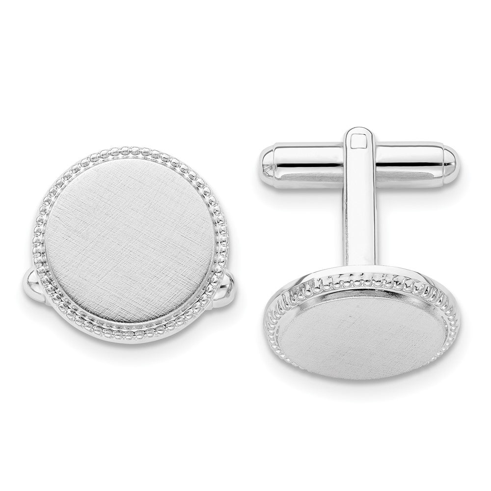 Kelly Waters Rhodium-plated Satin Florentine Round Beaded Cuff Links fine designer jewelry for men and women