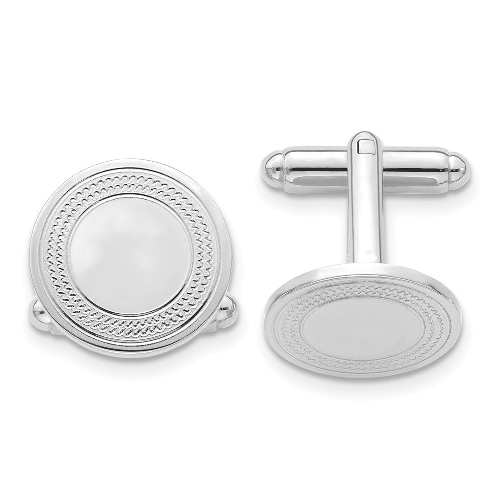 Kelly Waters Rhodium-plated Round with Inside Ring Cuff Links fine designer jewelry for men and women