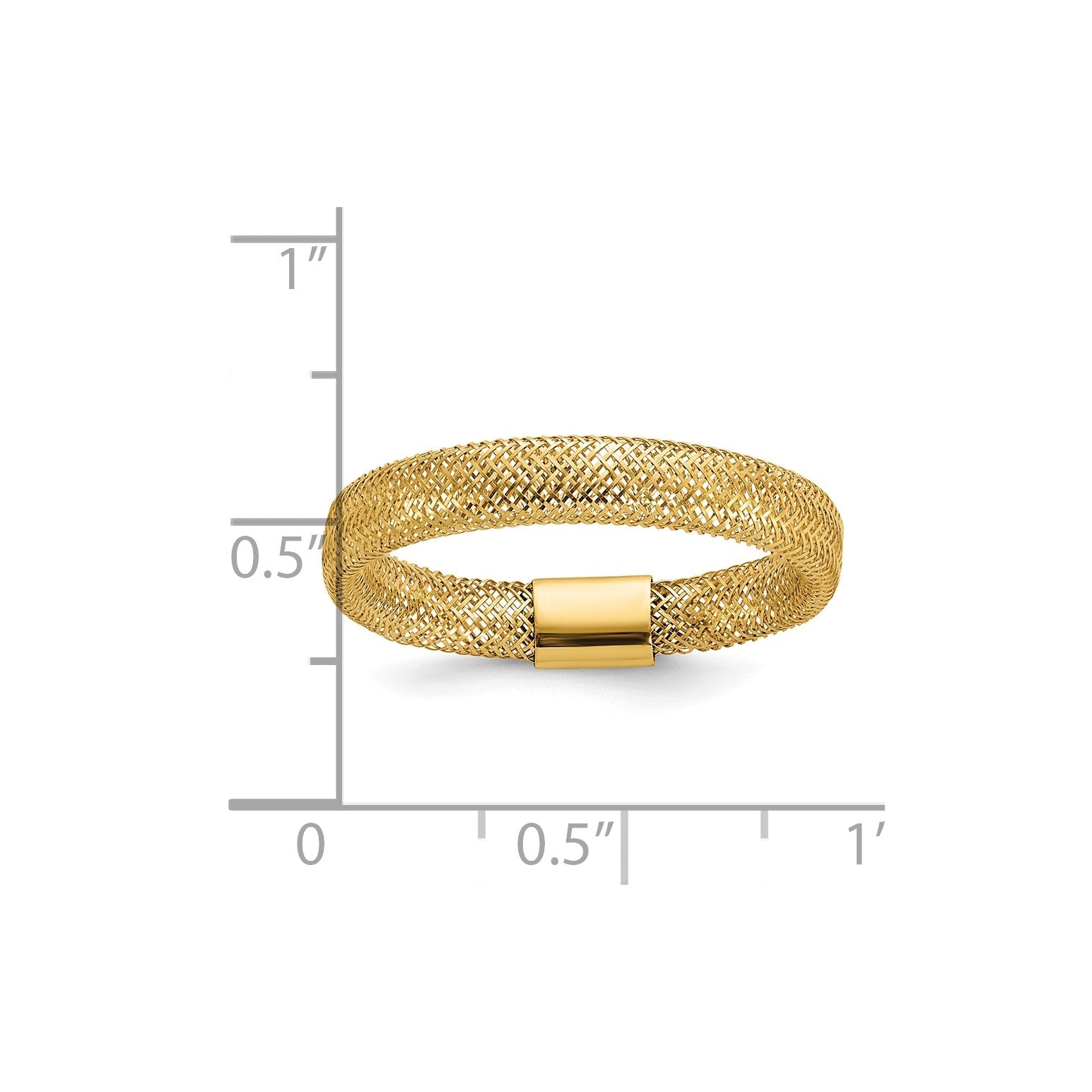 14K Gold High Polished Mesh Stretch Adjustable Band Ring fine designer jewelry for men and women